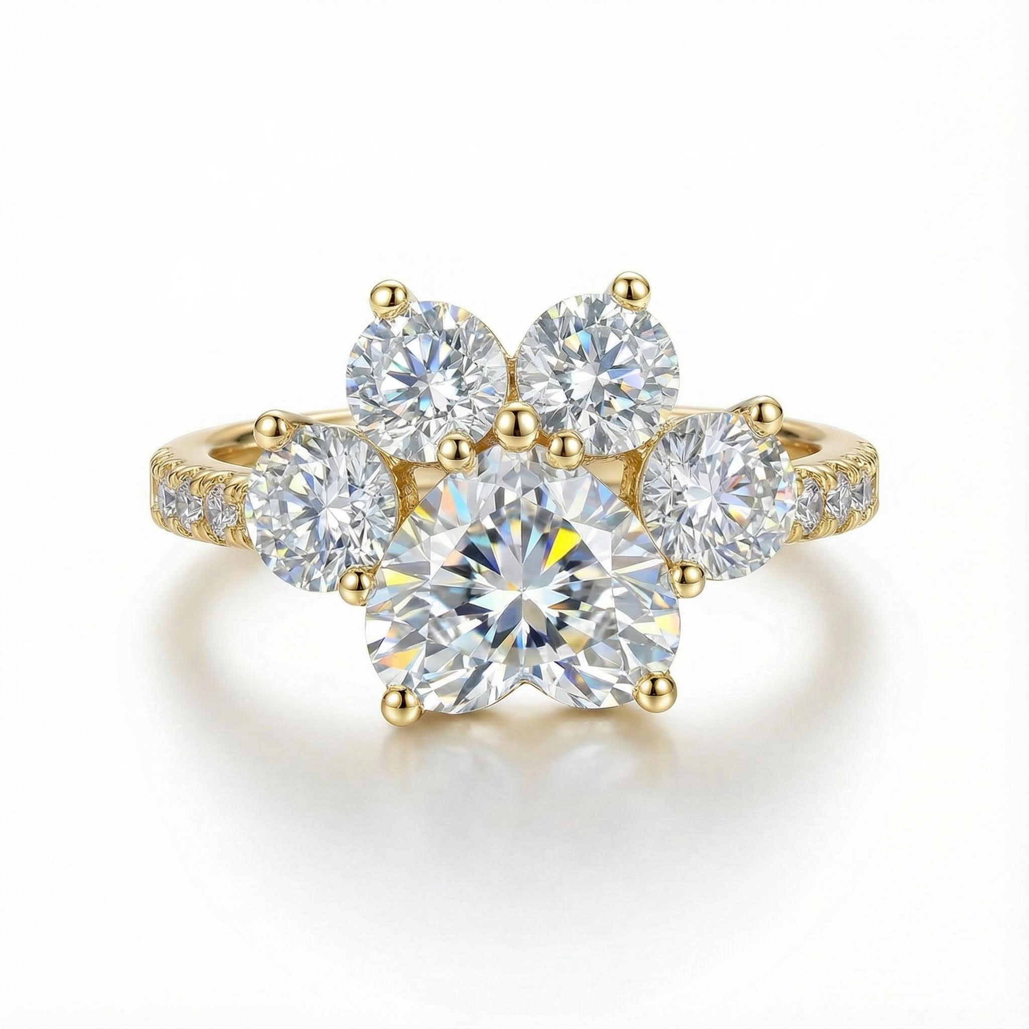 2.22ct. Tw. Heart & Round Cut Diamond Paw Shape Vvs Moissanite Engagement - Image 3
