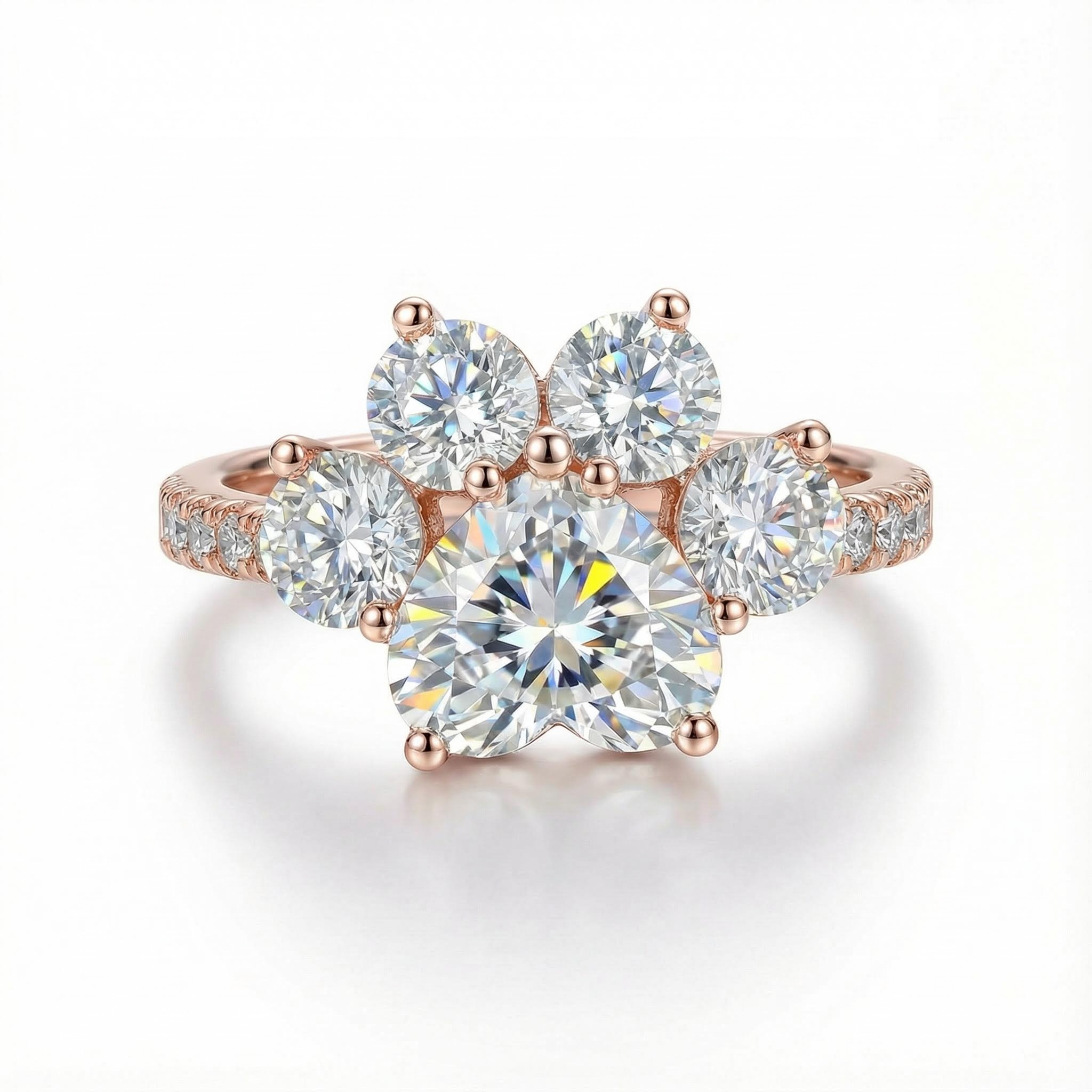 2.22ct. Tw. Heart & Round Cut Diamond Paw Shape Vvs Moissanite Engagement - Image 4