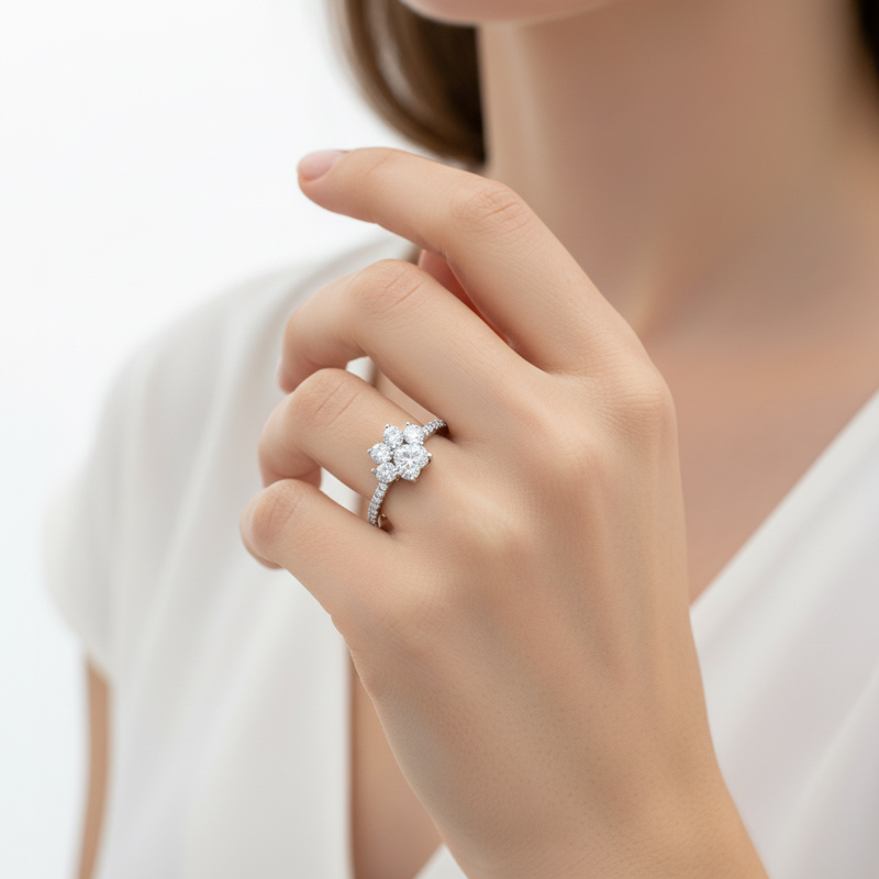 2.22ct. Tw. Heart & Round Cut Diamond Paw Shape Vvs Moissanite Engagement - Image 5