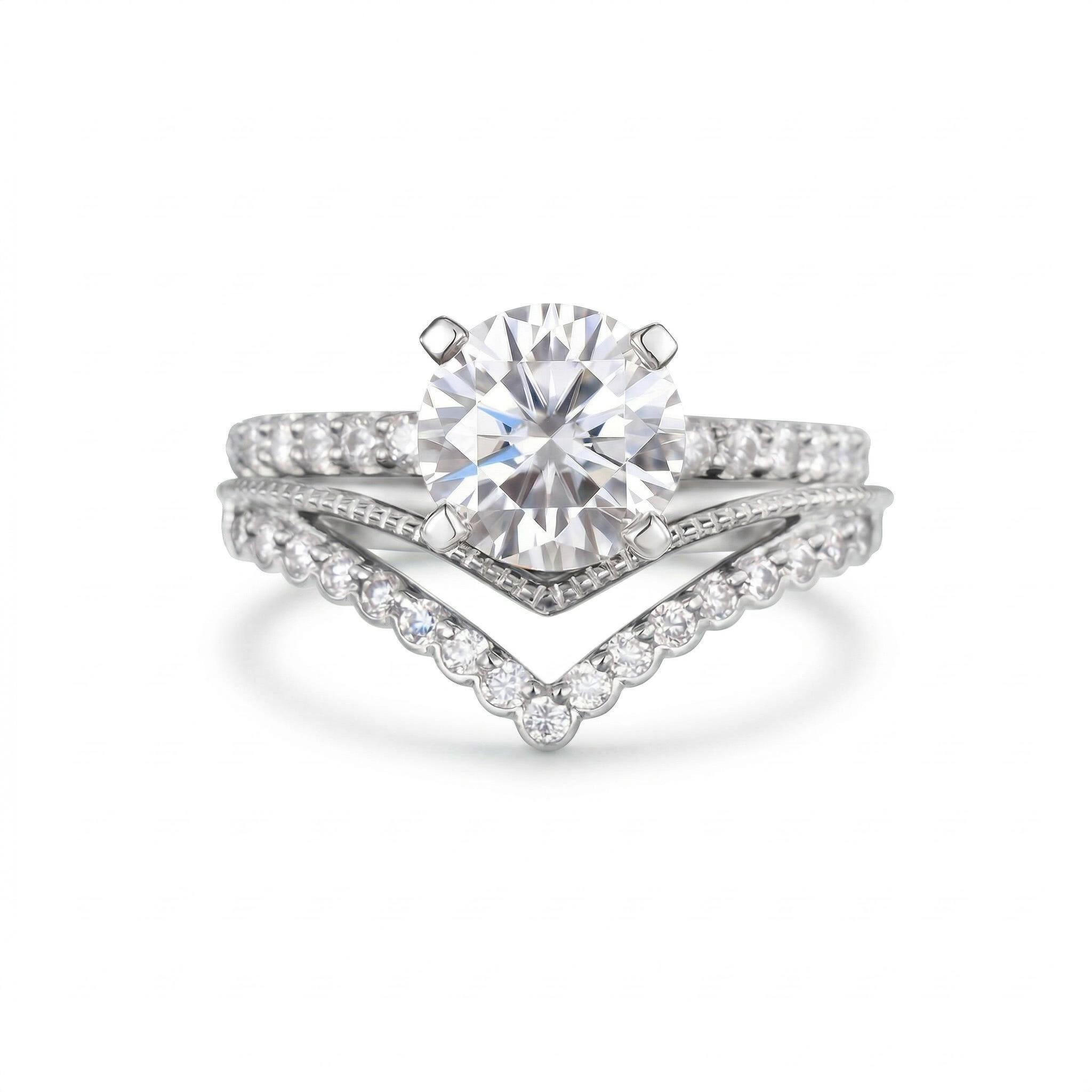 1.615ct Round Cut Vvs Moissanite S925 Silver Engagement Ring Set Iced Out - Image 3