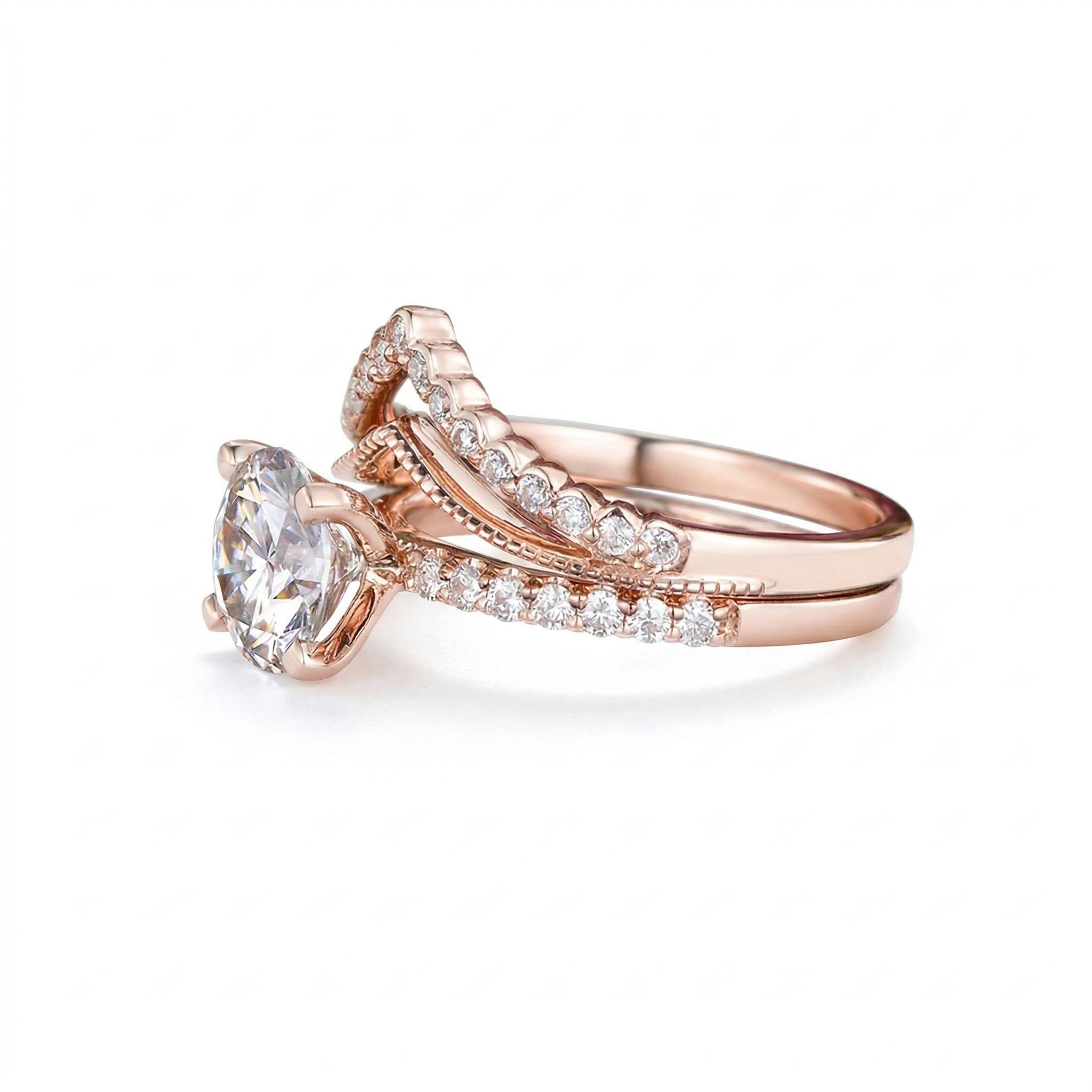 1.615ct Round Cut Vvs Moissanite S925 Silver Engagement Ring Set Iced Out - Image 5
