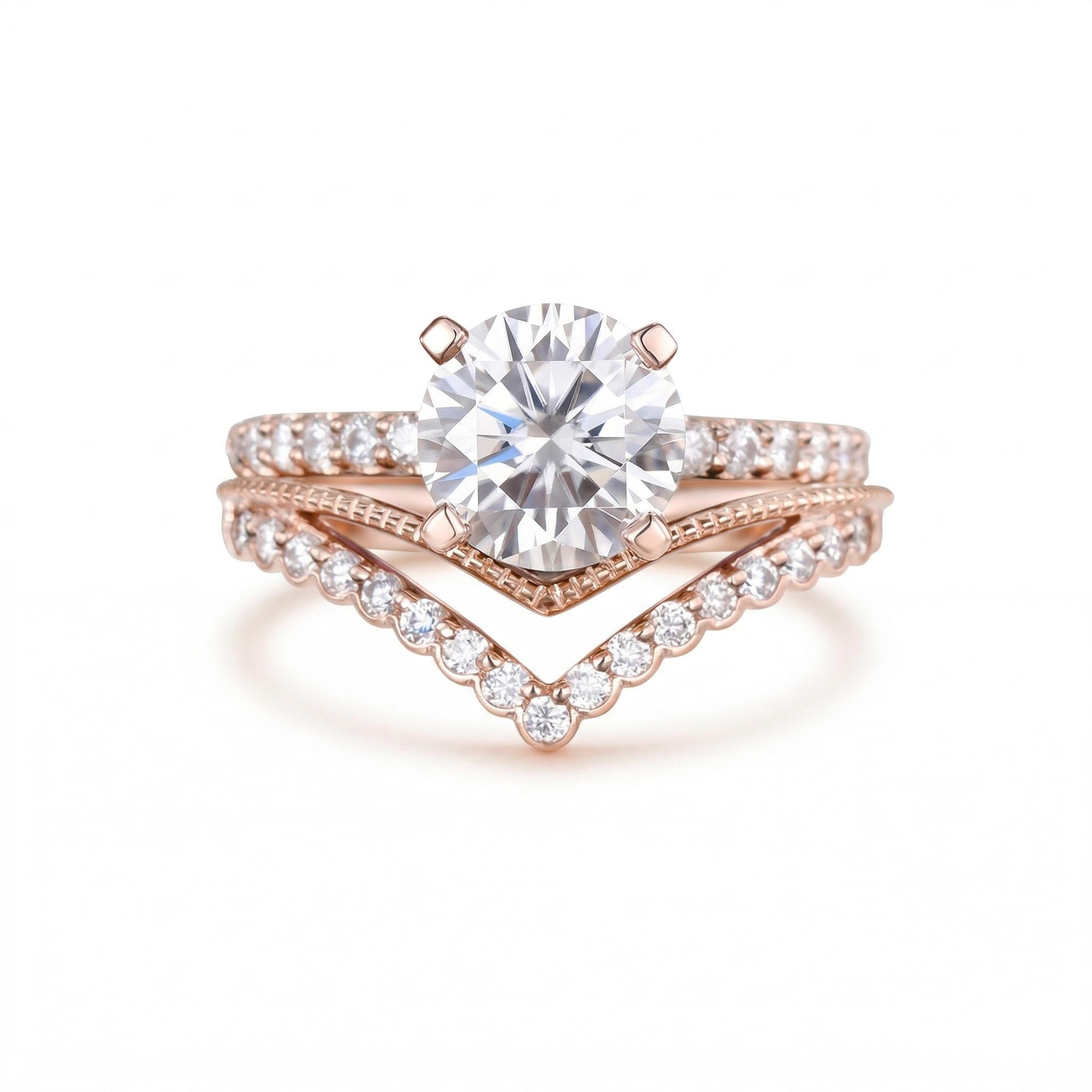 1.615ct Round Cut Vvs Moissanite S925 Silver Engagement Ring Set Iced Out