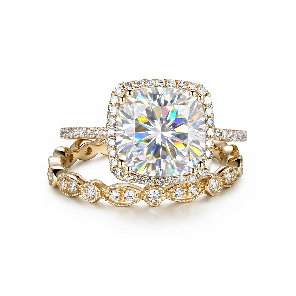 4.06ct Cushion & Round Cut Vvs Moissanite S925 Silver Halo Engagement Ring - Image 7
