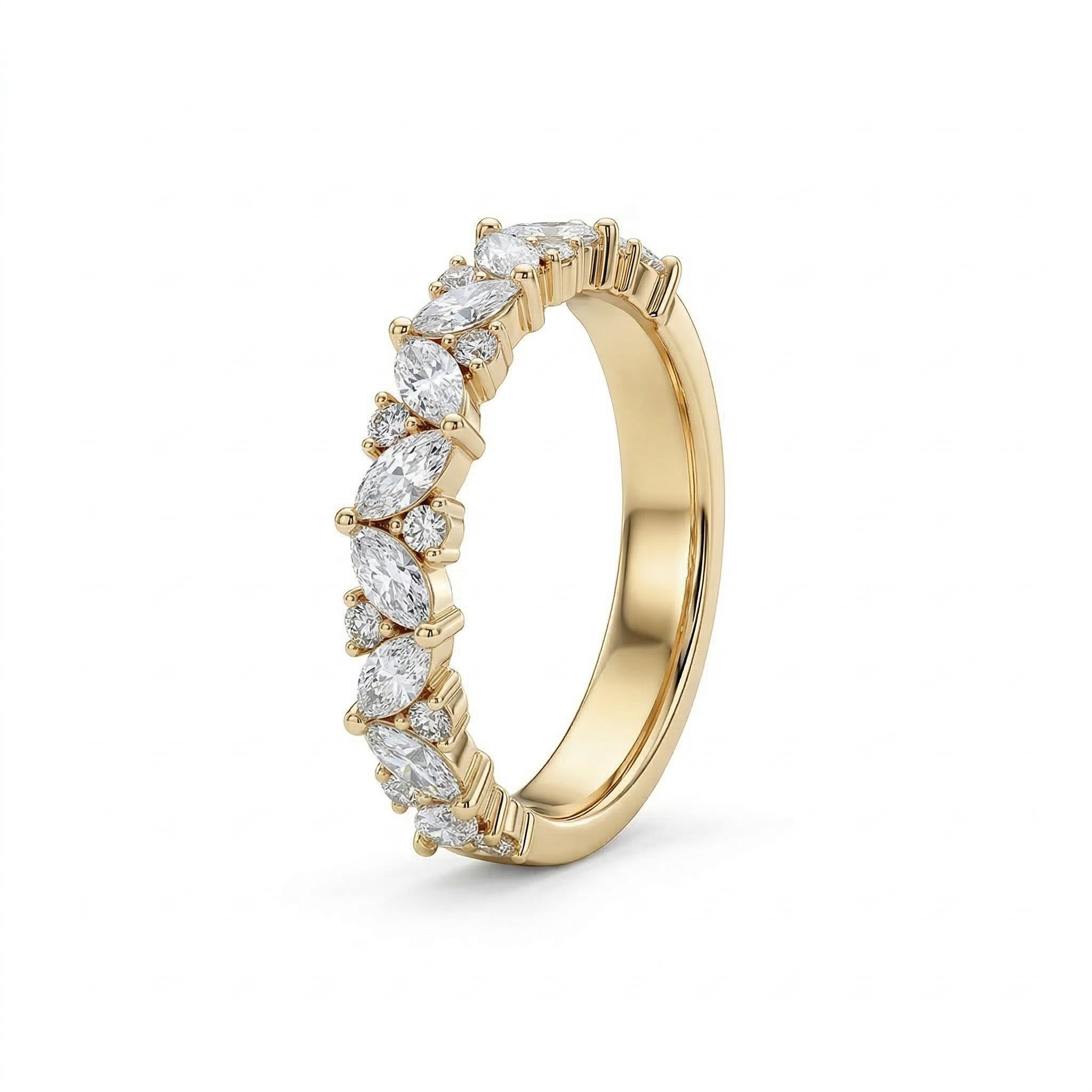 0.45ct Marquise & Round Cut Vvs Moissanite S925 Silver Half Eternity