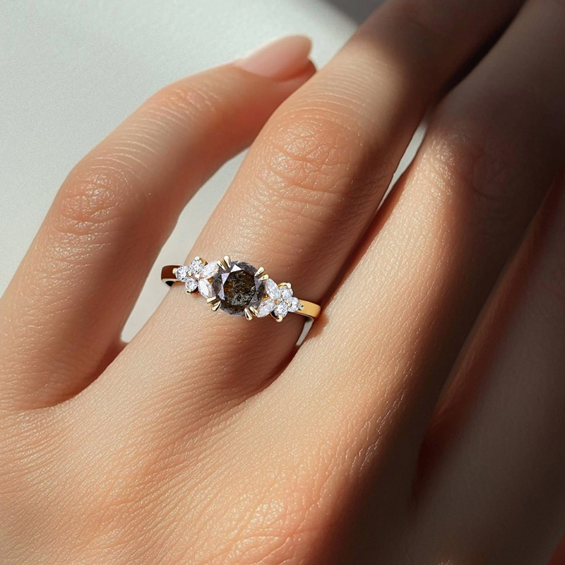 1.75 Ct. Tw. Round Cut Salt & Pepper Diamond Moissanite Accented S925 - Image 6