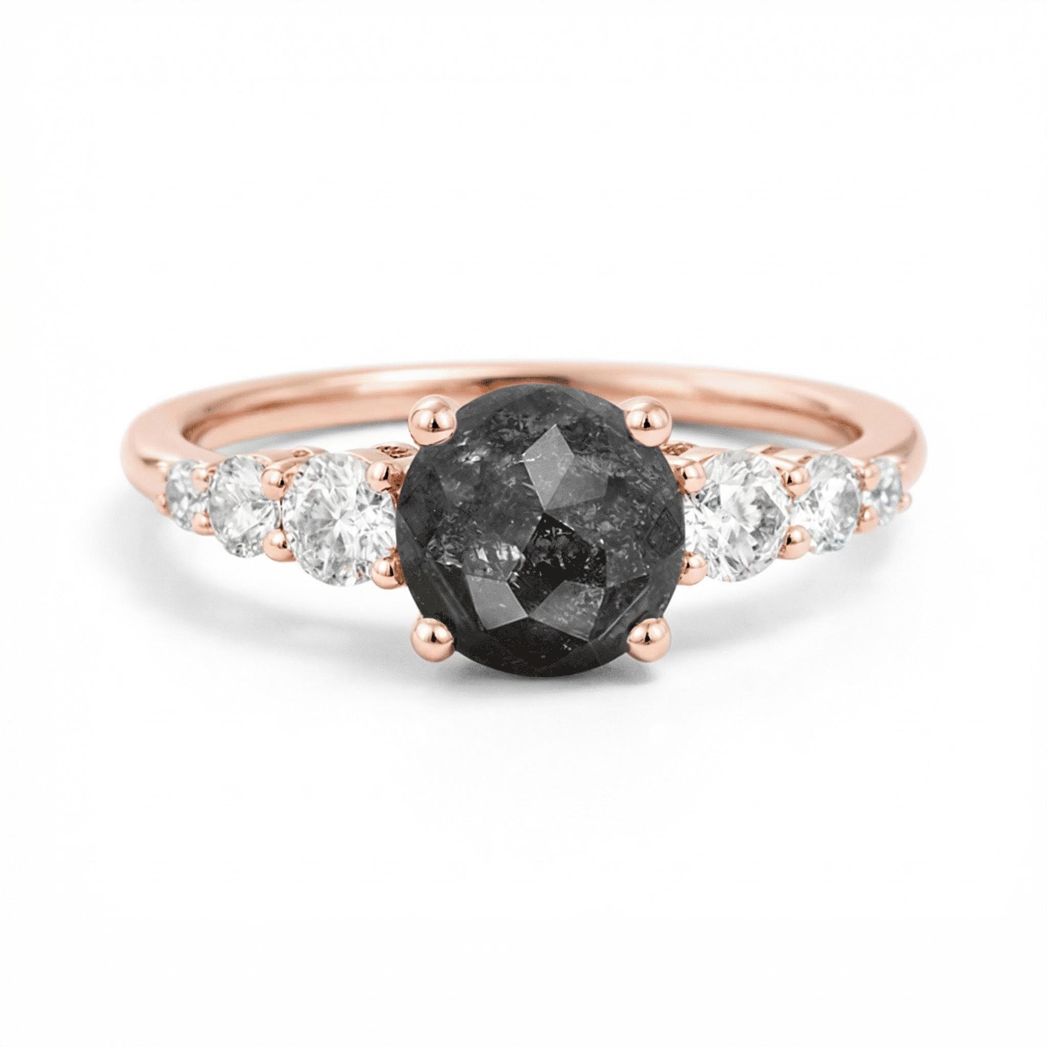 1.35ct. Tw. Round Cut Salt & Pepper Diamond Moissanite Accented S925 Silver - Image 5
