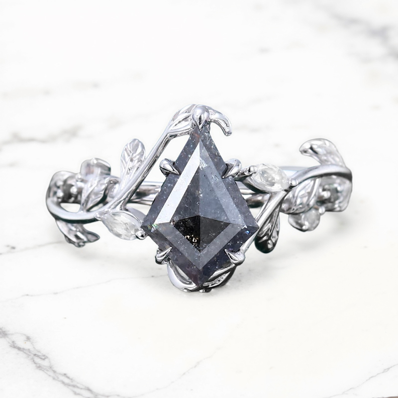 1.74ct Kite Cut Salt & Pepper Diamond Moissanite Accented S925 Silver - Image 7