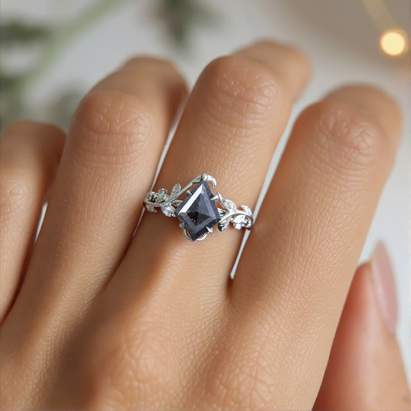 1.74ct Kite Cut Salt & Pepper Diamond Moissanite Accented S925 Silver - Image 10