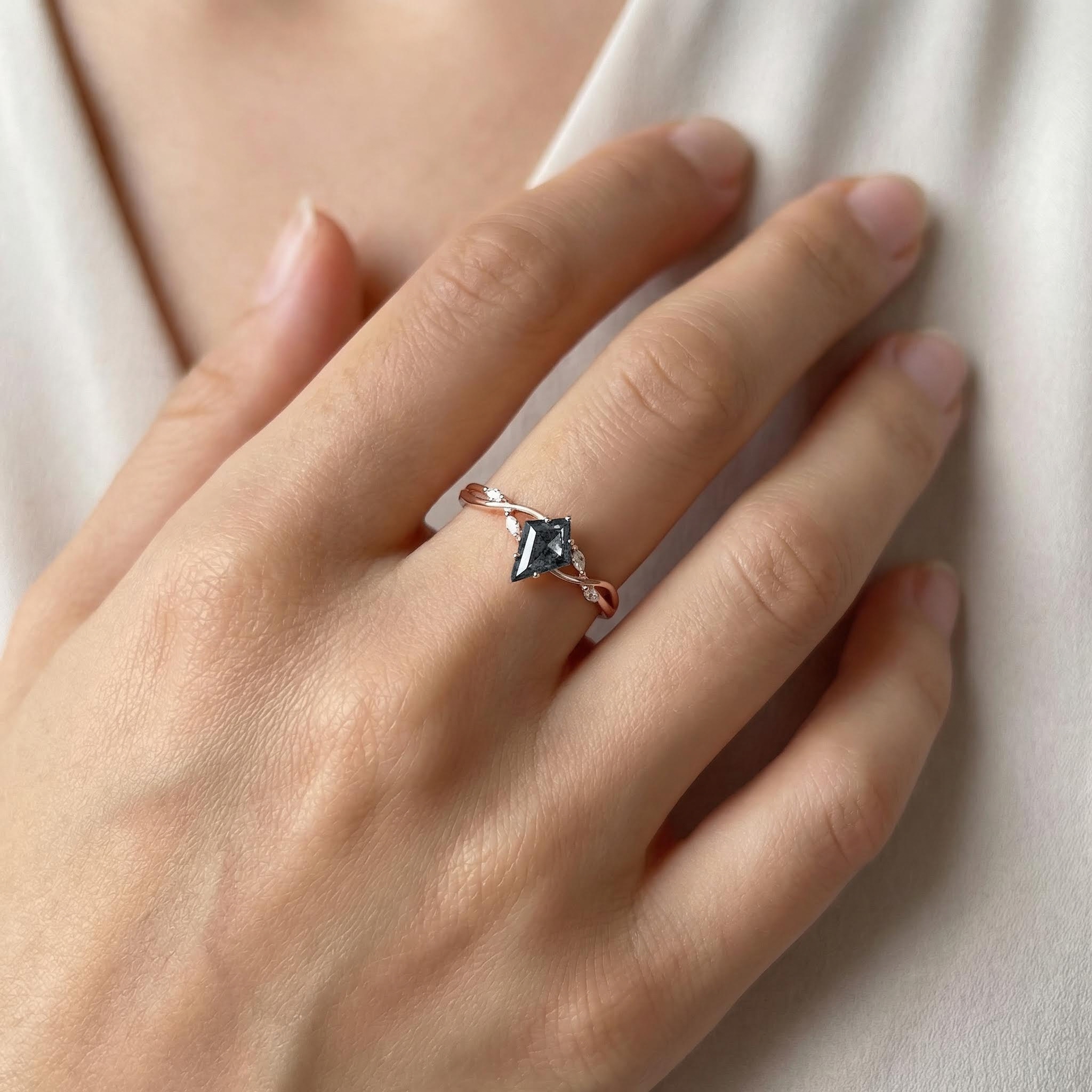 2.82ct. Tw. Kite Cut Salt & Pepper Diamond With Marquise Cut Moissanite - Image 3
