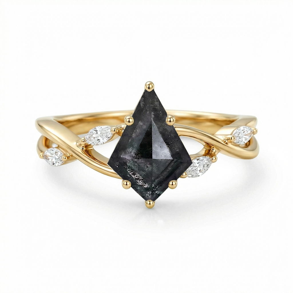 2.82ct. Tw. Kite Cut Salt & Pepper Diamond With Marquise Cut Moissanite - Image 4