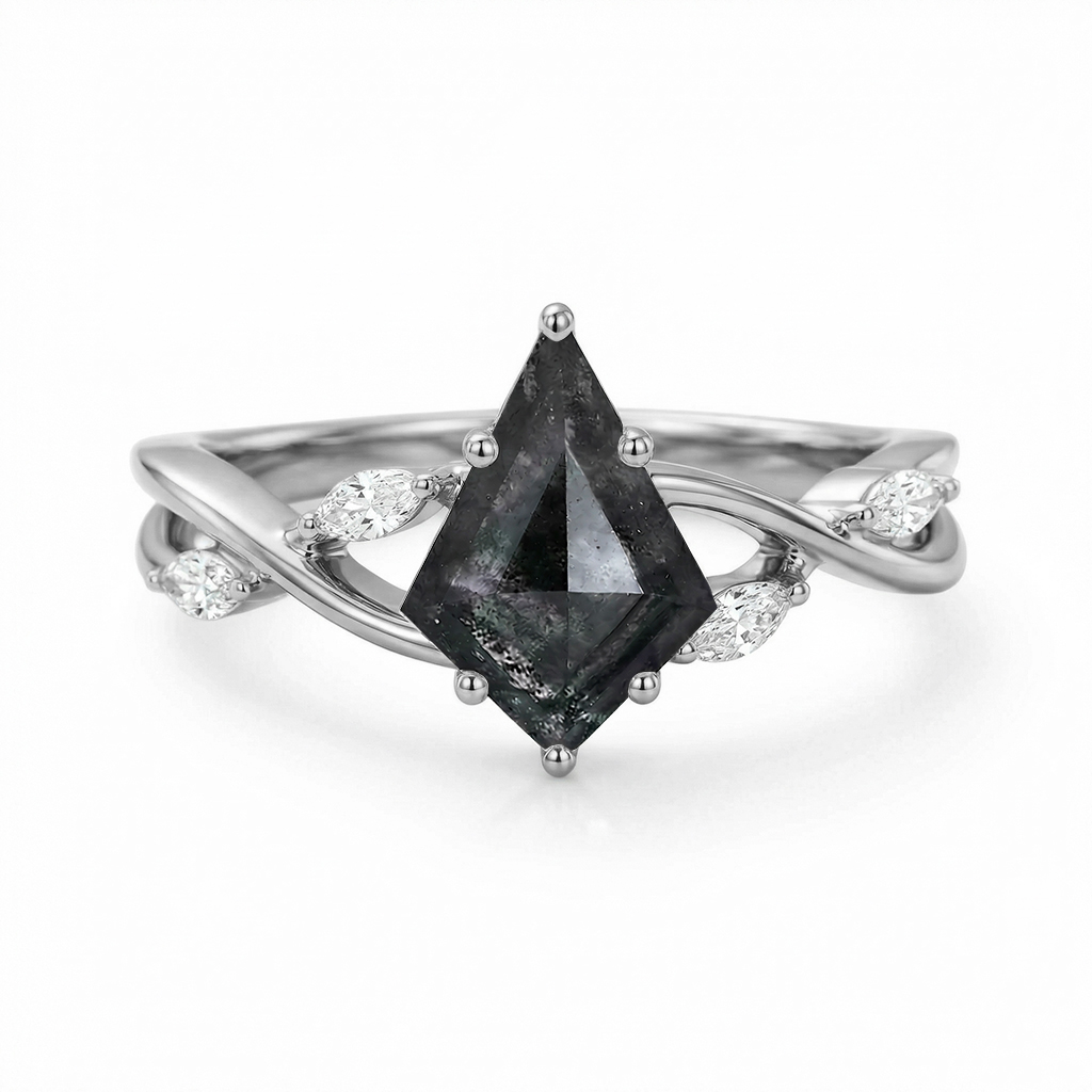2.82ct. Tw. Kite Cut Salt & Pepper Diamond With Marquise Cut Moissanite - Image 5