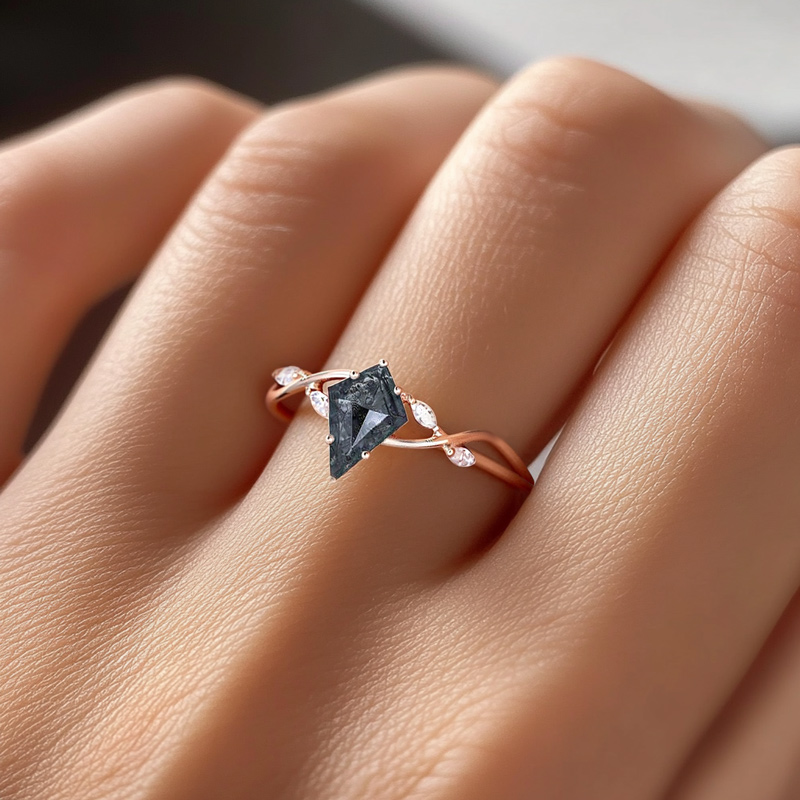 2.82ct. Tw. Kite Cut Salt & Pepper Diamond With Marquise Cut Moissanite - Image 10