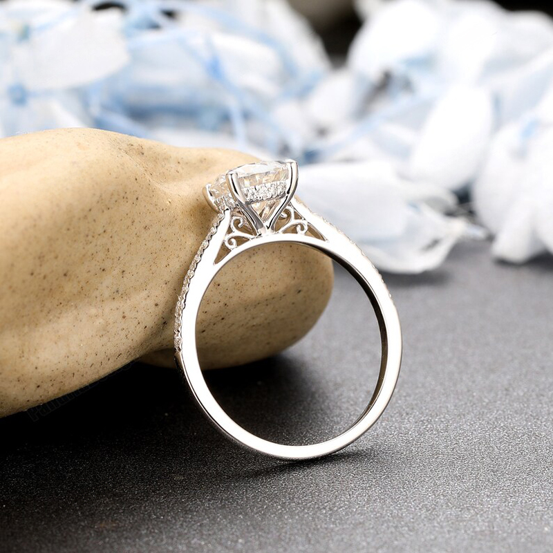 2.23ct Round Cut Vvs Vintage Hidden Halo Moissanite S925 Silver Engagement - Image 7