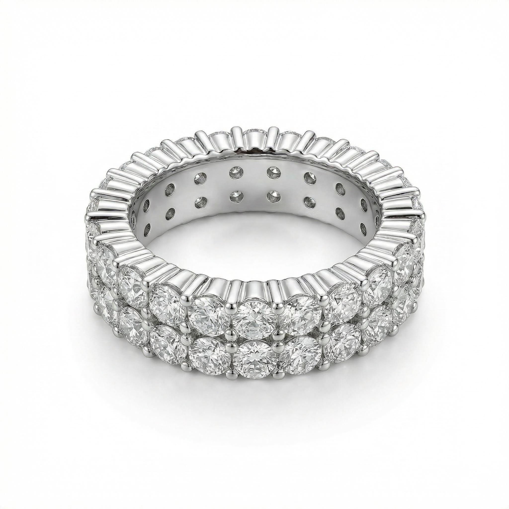 7.2ct. Tw. Round Cut Vvs Moissanite S925 Silver Wedding Band Iced Out - Image 3