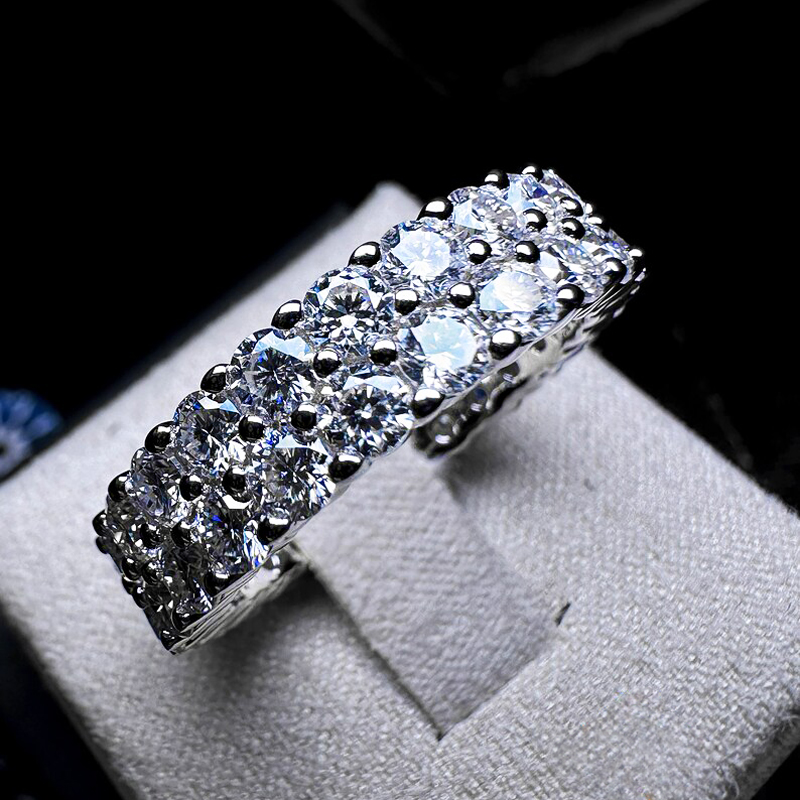 7.2ct. Tw. Round Cut Vvs Moissanite S925 Silver Wedding Band Iced Out - Image 5
