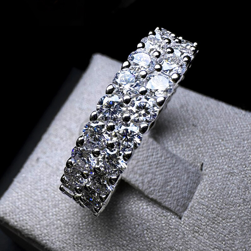 7.2ct. Tw. Round Cut Vvs Moissanite S925 Silver Wedding Band Iced Out - Image 6