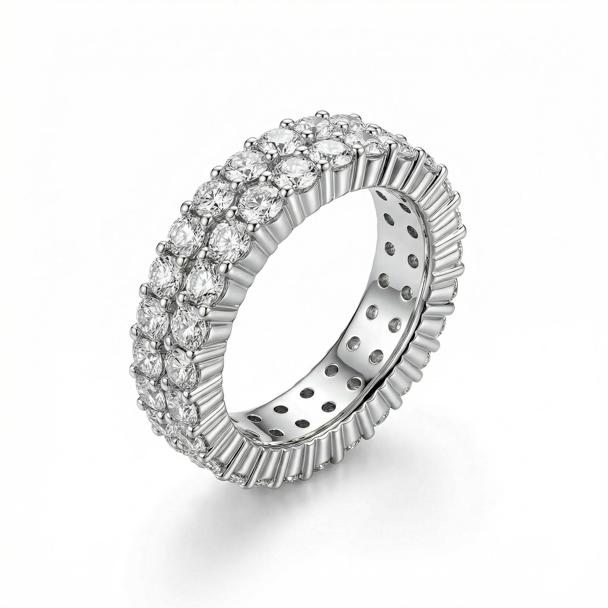 7.2ct. Tw. Round Cut Vvs Moissanite S925 Silver Wedding Band Iced Out