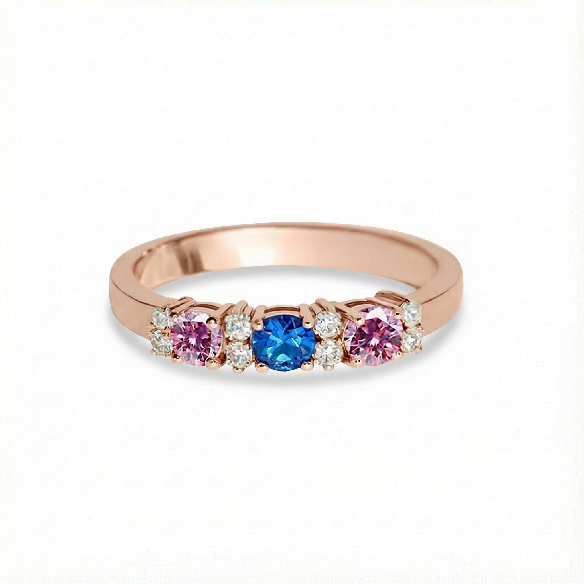 Personalized Tricolor Birthstone Elegant Ring With Street Luxury Shine - Image 3
