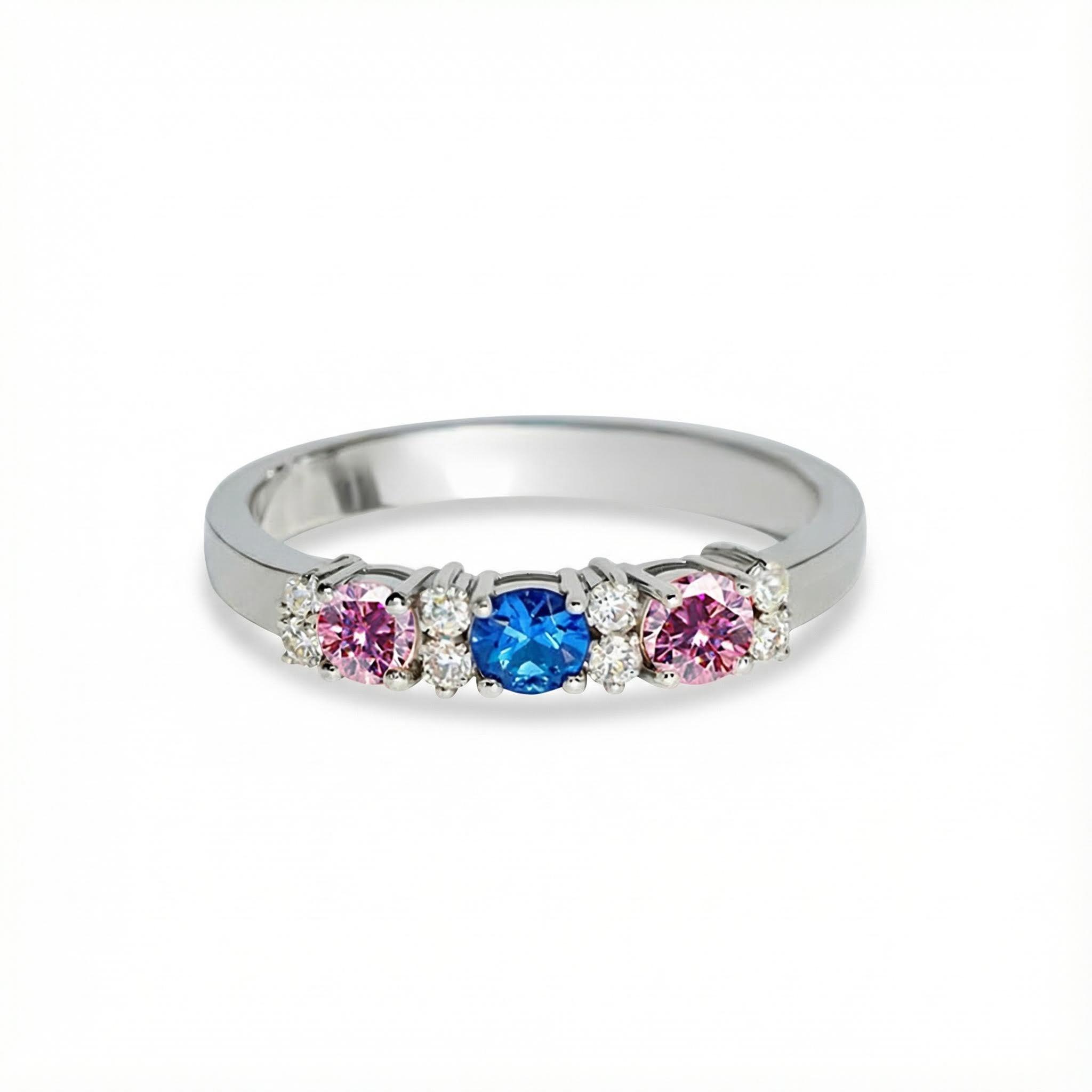 Personalized Tricolor Birthstone Elegant Ring With Street Luxury Shine - Image 4