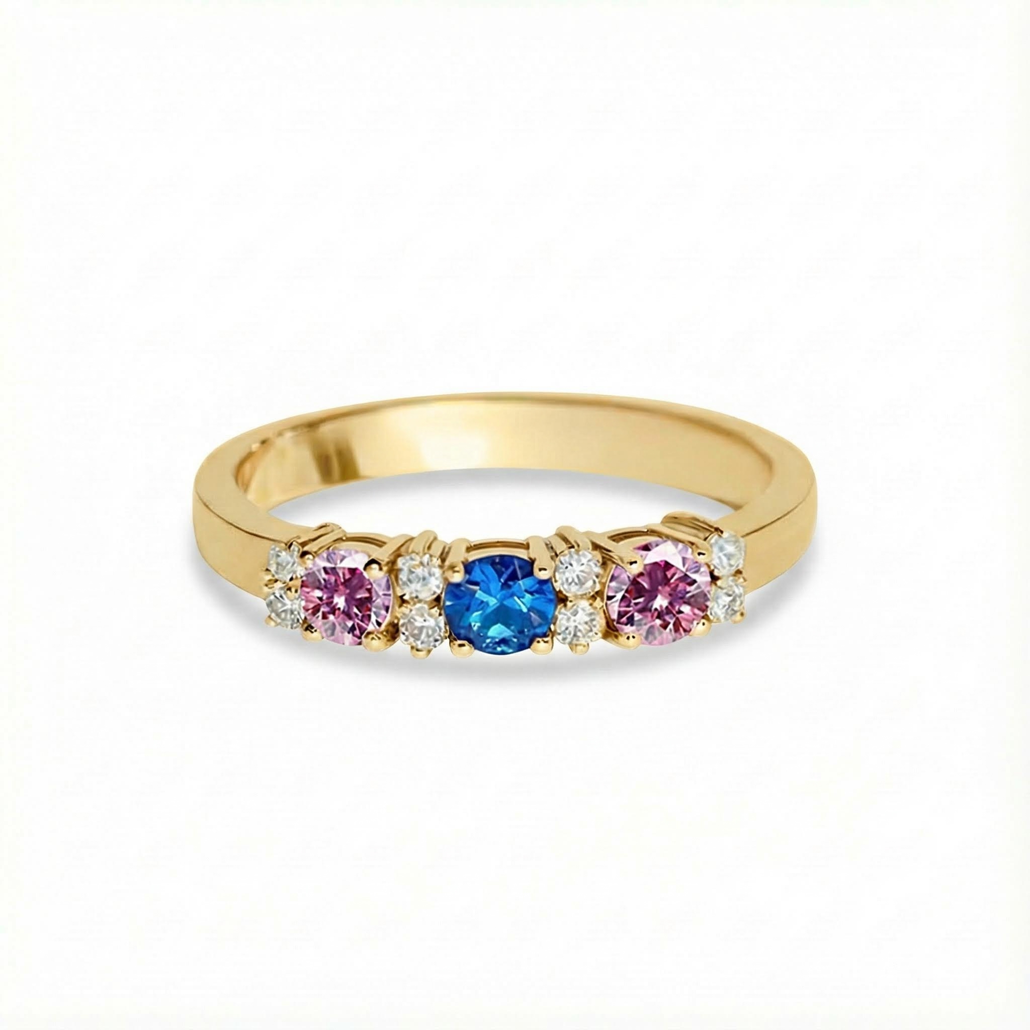 Personalized Tricolor Birthstone Elegant Ring With Street Luxury Shine