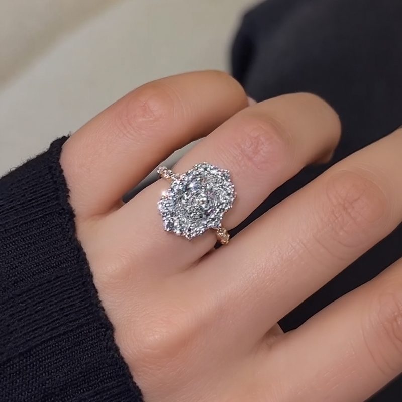 2.99ct. Tw. Radiant Cut Vvs Moissanite Cluster Engagement Ring Iced Out - Image 8