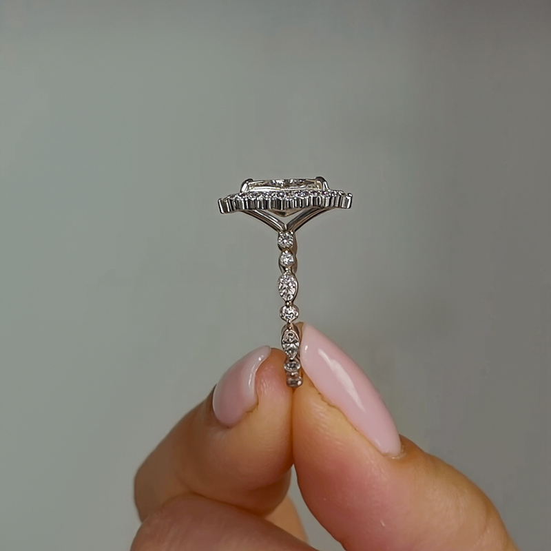 2.99ct. Tw. Radiant Cut Vvs Moissanite Cluster Engagement Ring Iced Out - Image 9