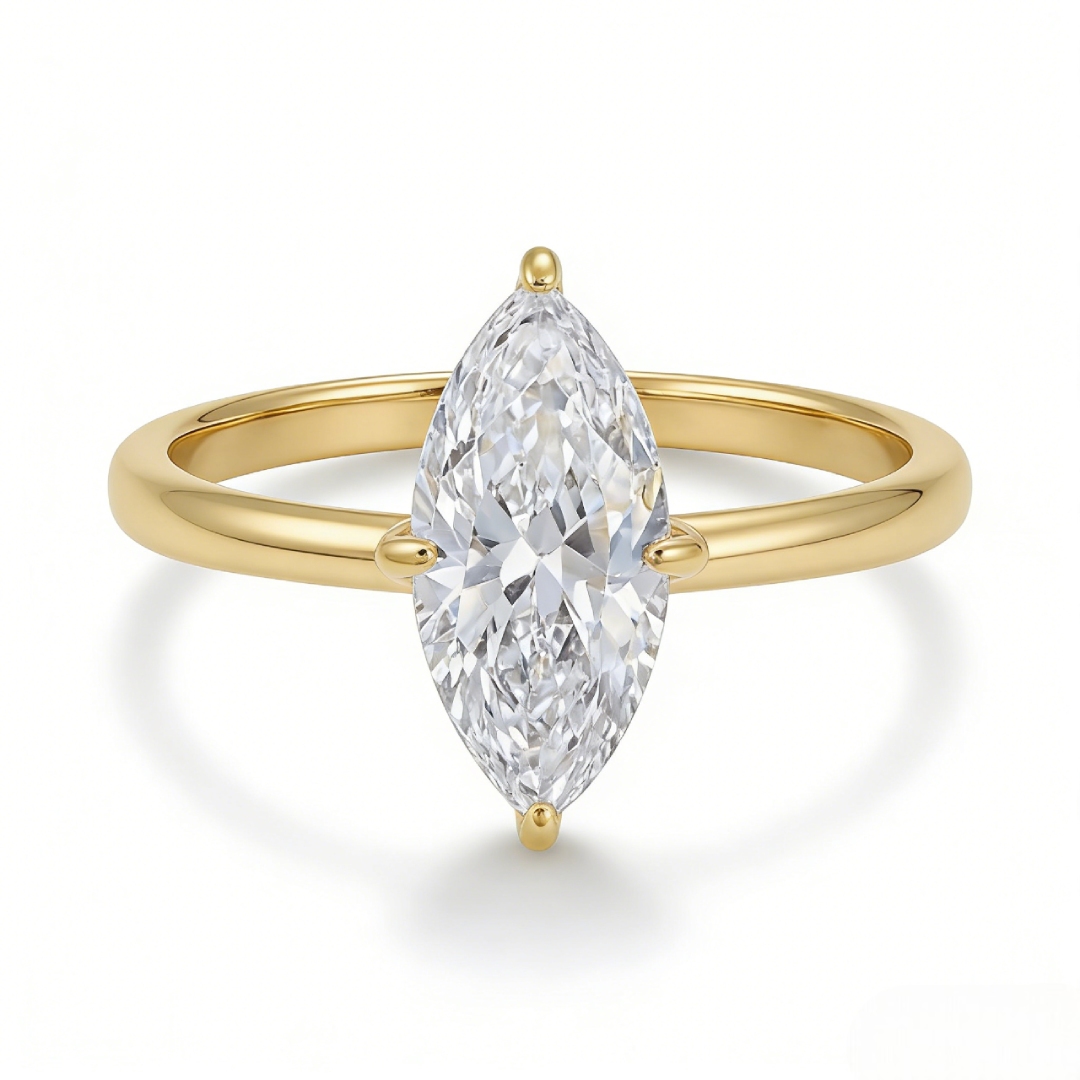 0.5ct - 5ct Solitaire Marquise Cut Vvs Moissanite Engagement Ring Iced Out