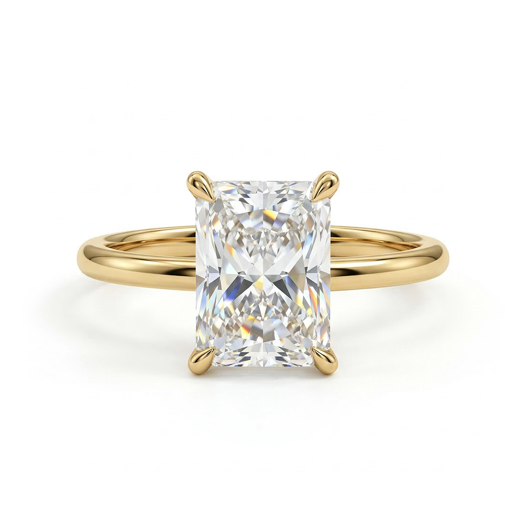 0.5ct - 5ct Solitaire Radiant Cut Vvs Moissanite Engagement Ring Iced Out