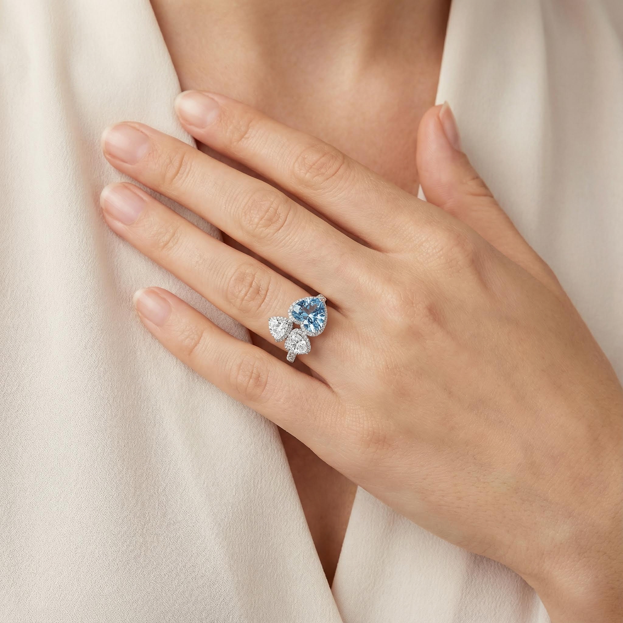 9.07ct. Tw. Blue & White Heart Cut Diamond Halo Engagement Ring Iced Out - Image 3