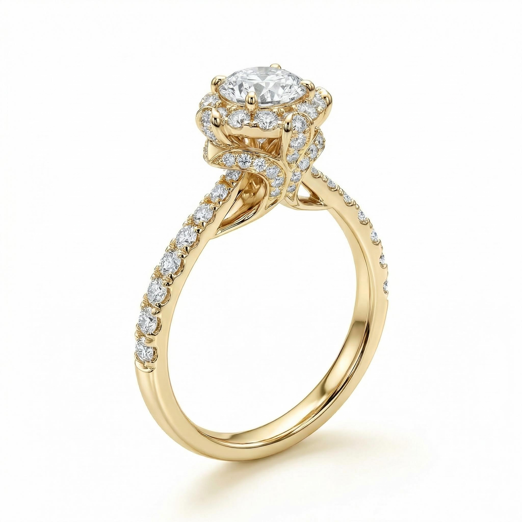2.2ct Round Cut Vvs Moissanite Halo Engagement Ring With Iced Out Shine - Image 3
