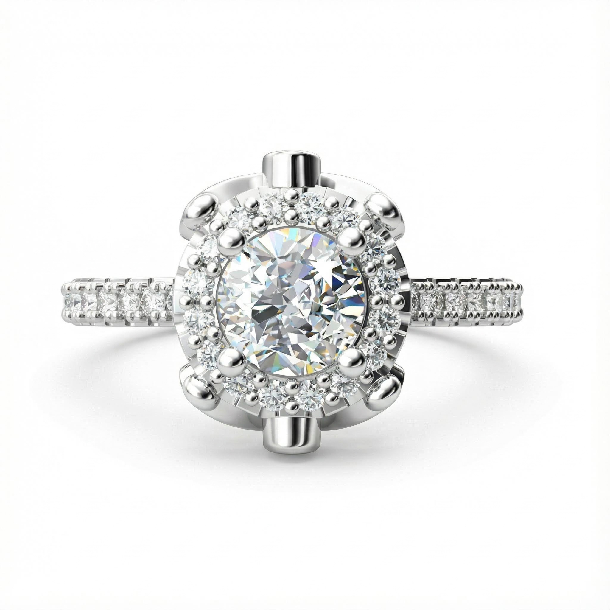 2.2ct Round Cut Vvs Moissanite Halo Engagement Ring With Iced Out Shine - Image 4