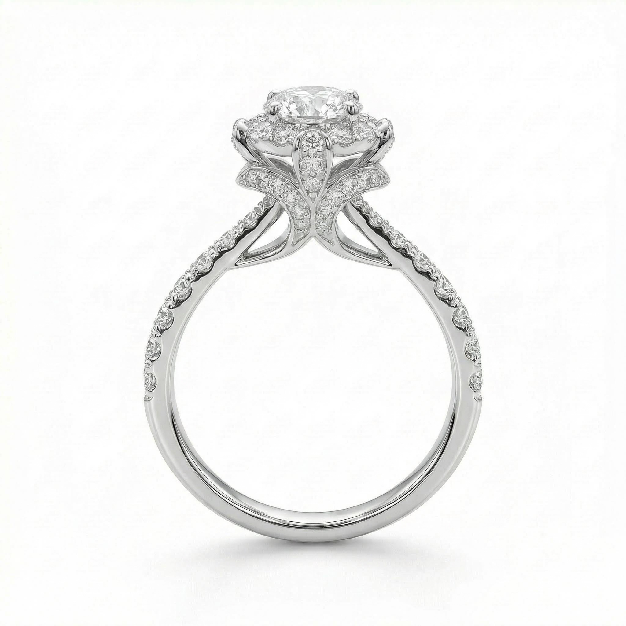 2.2ct Round Cut Vvs Moissanite Halo Engagement Ring With Iced Out Shine - Image 6