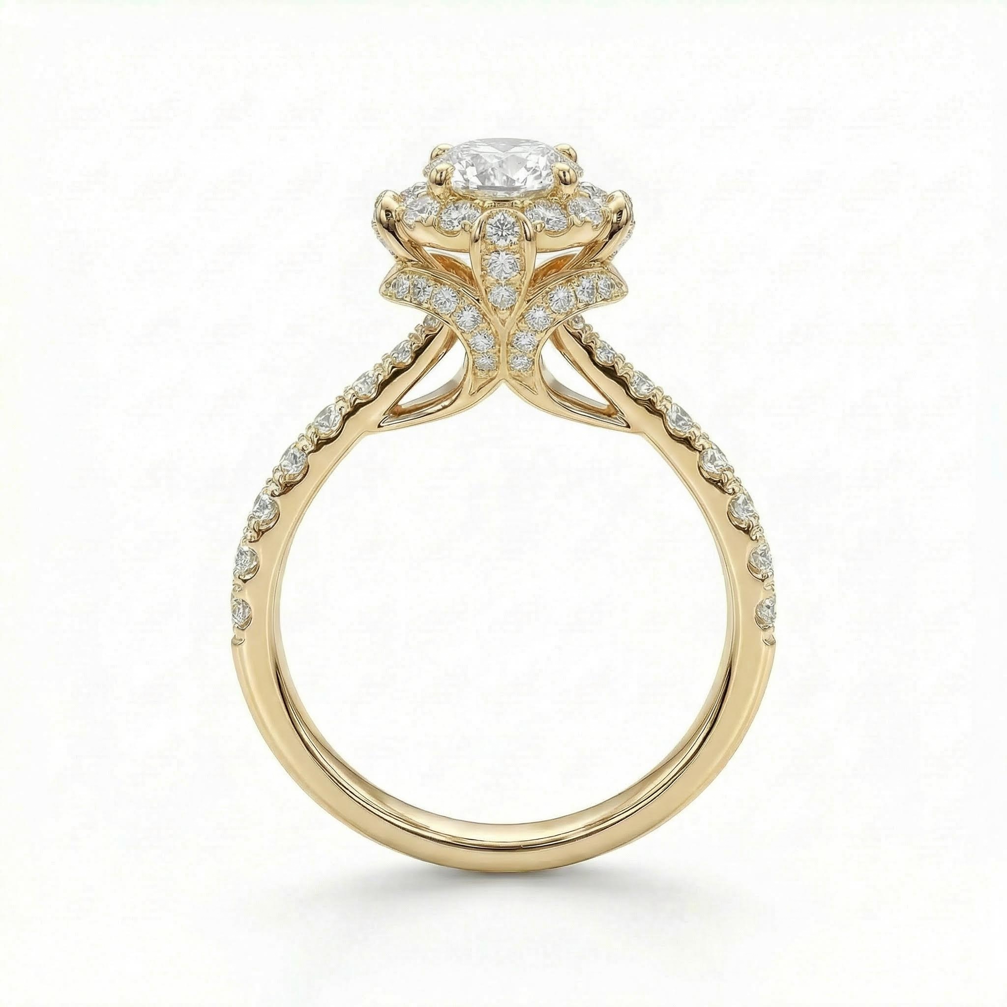 2.2ct Round Cut Vvs Moissanite Halo Engagement Ring With Iced Out Shine - Image 7