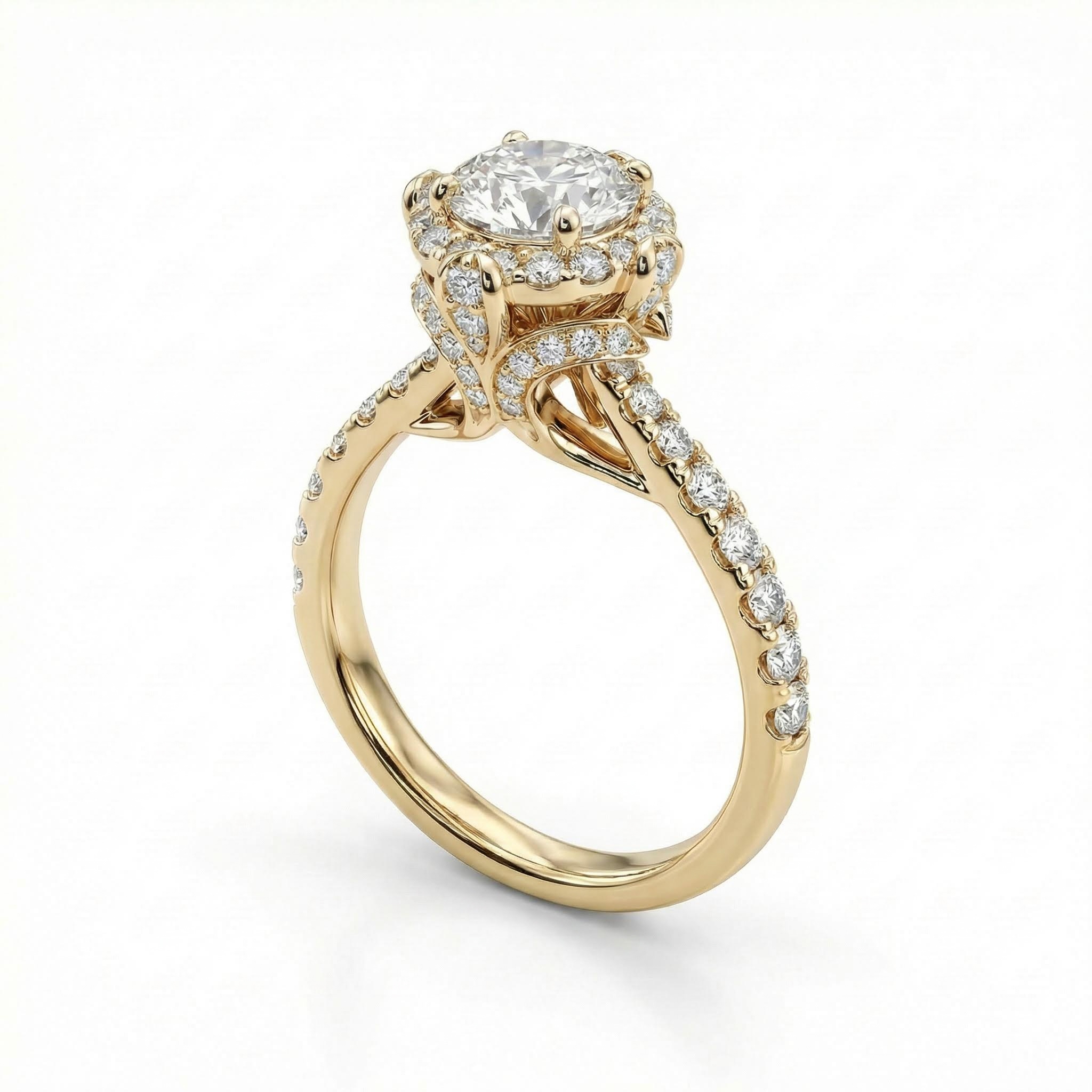 2.2ct Round Cut Vvs Moissanite Halo Engagement Ring With Iced Out Shine - Image 8