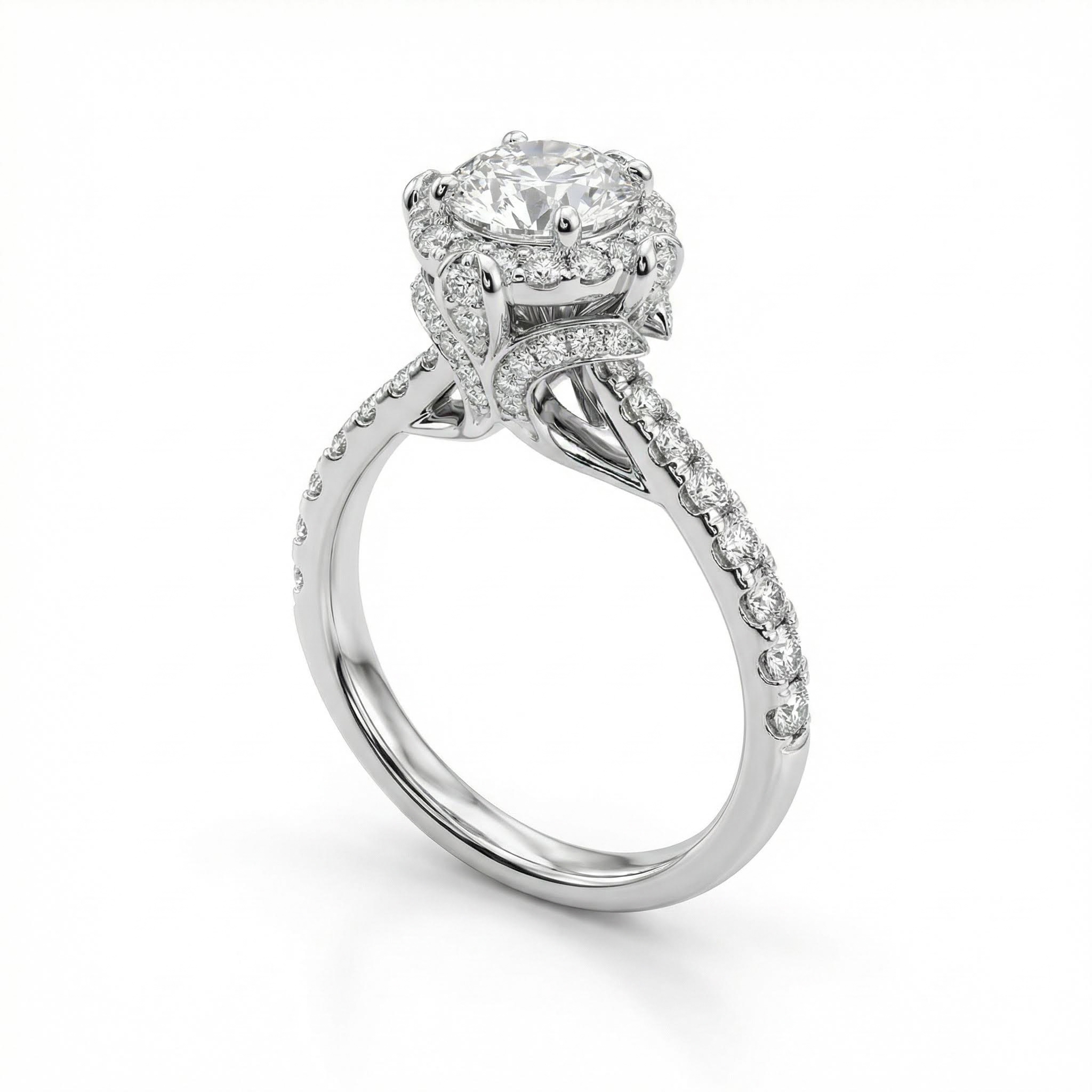 2.2ct Round Cut Vvs Moissanite Halo Engagement Ring With Iced Out Shine - Image 9