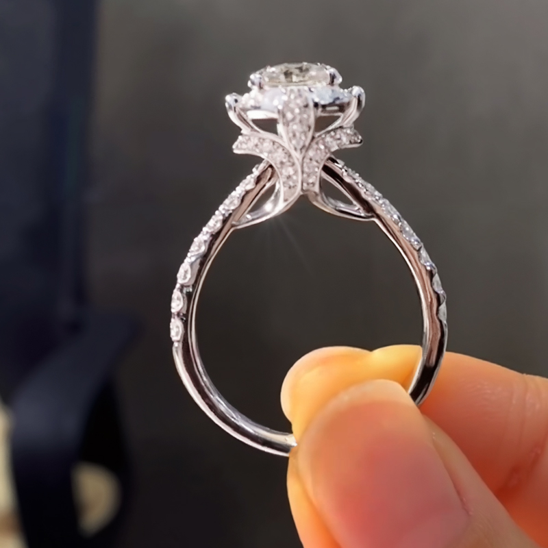 2.2ct Round Cut Vvs Moissanite Halo Engagement Ring With Iced Out Shine - Image 10