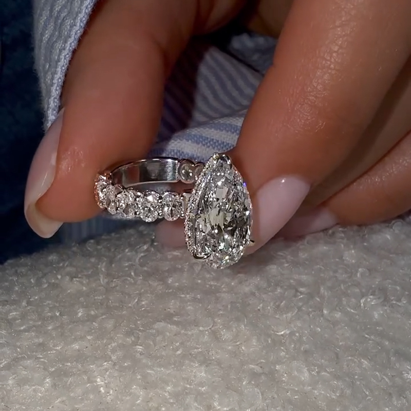 7.71ct. Tw. Pear Cut Vvs Moissanite Pave Engagement Ring Iced Out - Image 3