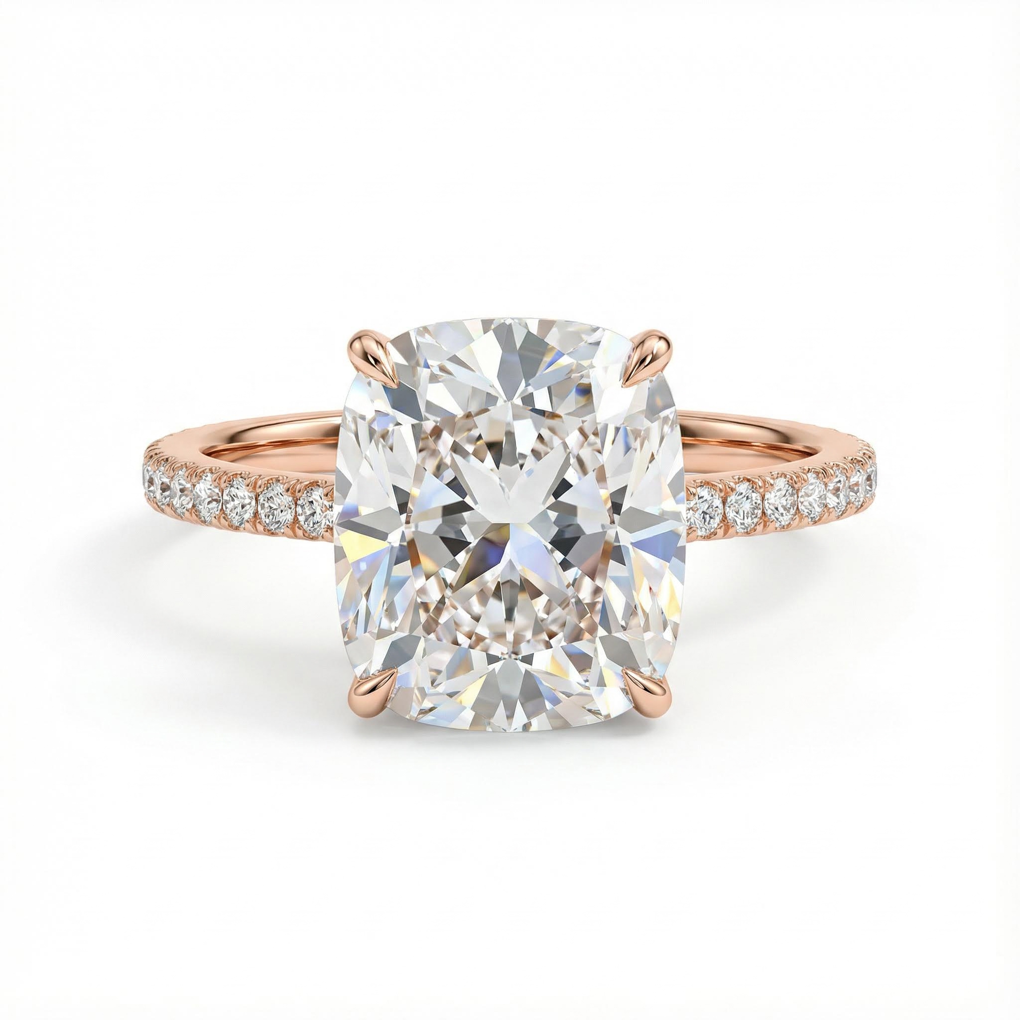 2.6ct. Tw. Cushion Cut Vvs Moissanite Pave Engagement Ring Iced Out - Image 4
