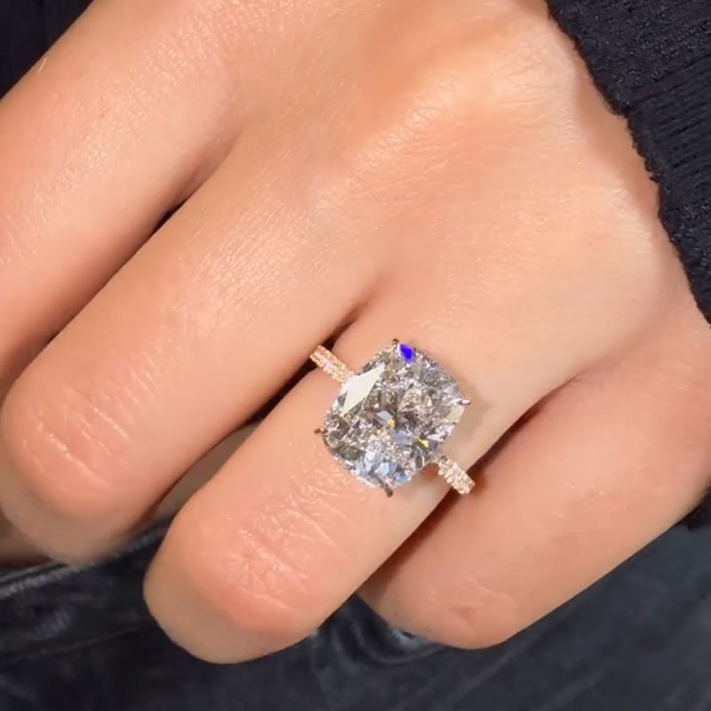2.6ct. Tw. Cushion Cut Vvs Moissanite Pave Engagement Ring Iced Out - Image 7