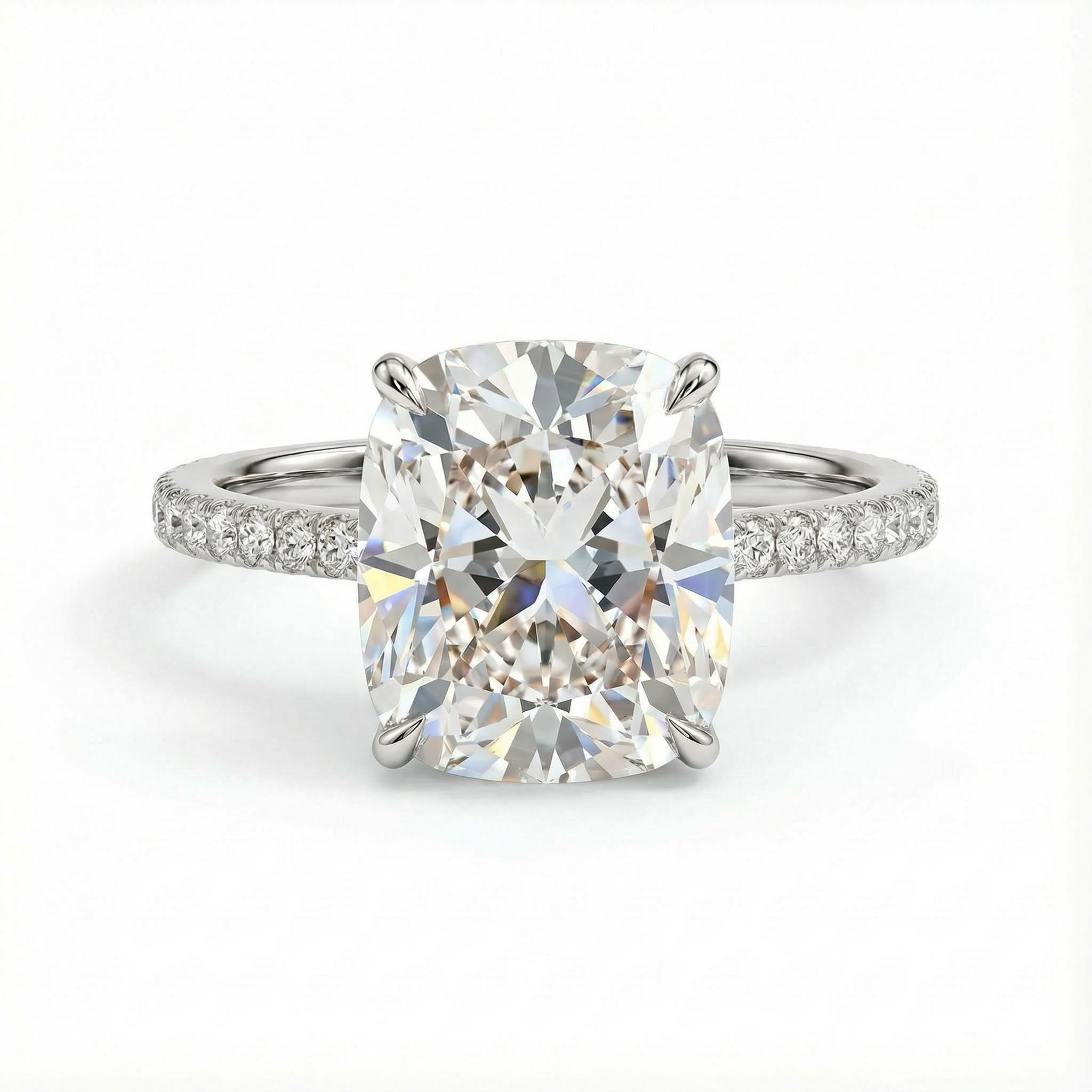 2.6ct. Tw. Cushion Cut Vvs Moissanite Pave Engagement Ring Iced Out