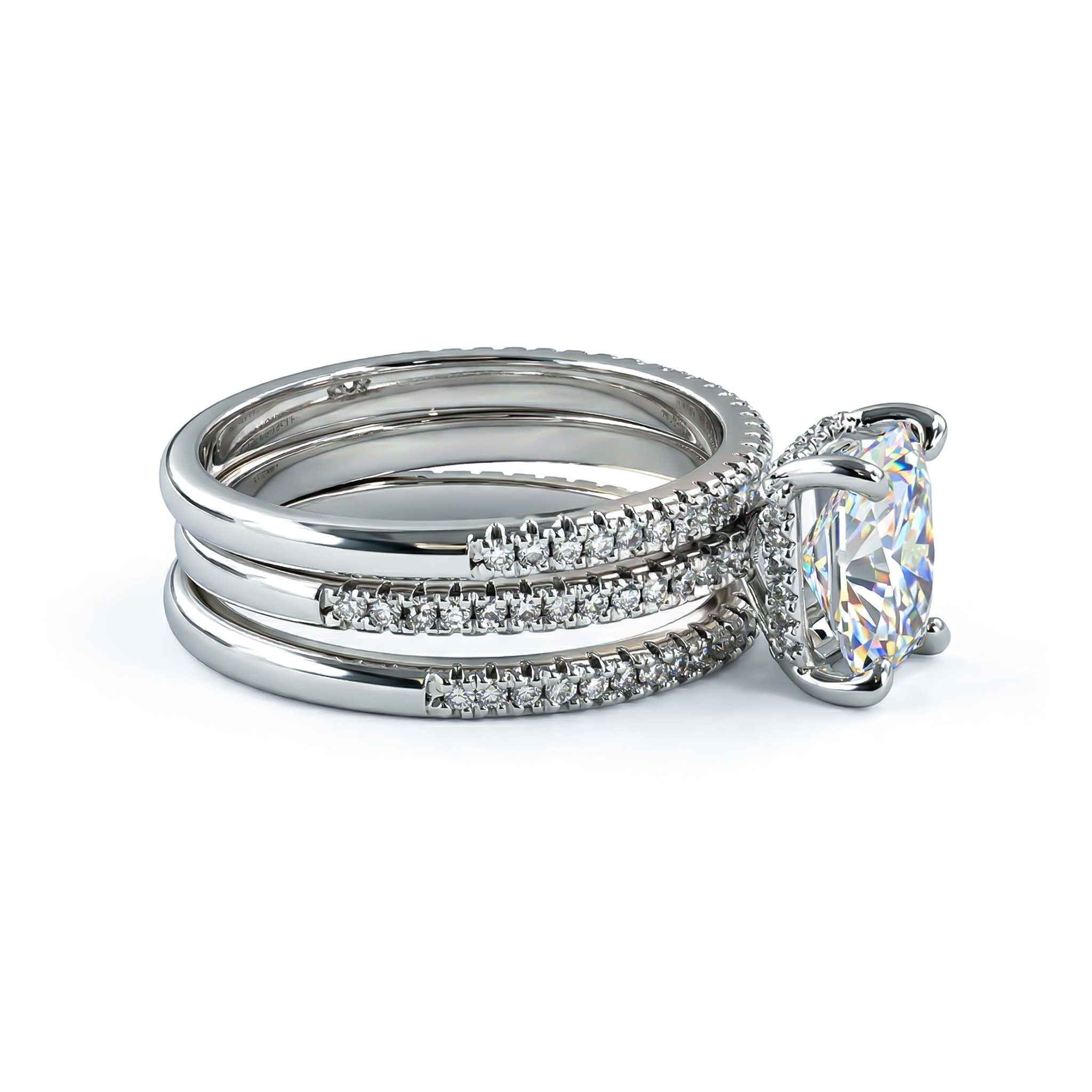 2.68ct. Tw. Radiant Cut Vvs Moissanite Cluster Engagement Ring Set Iced Out - Image 4