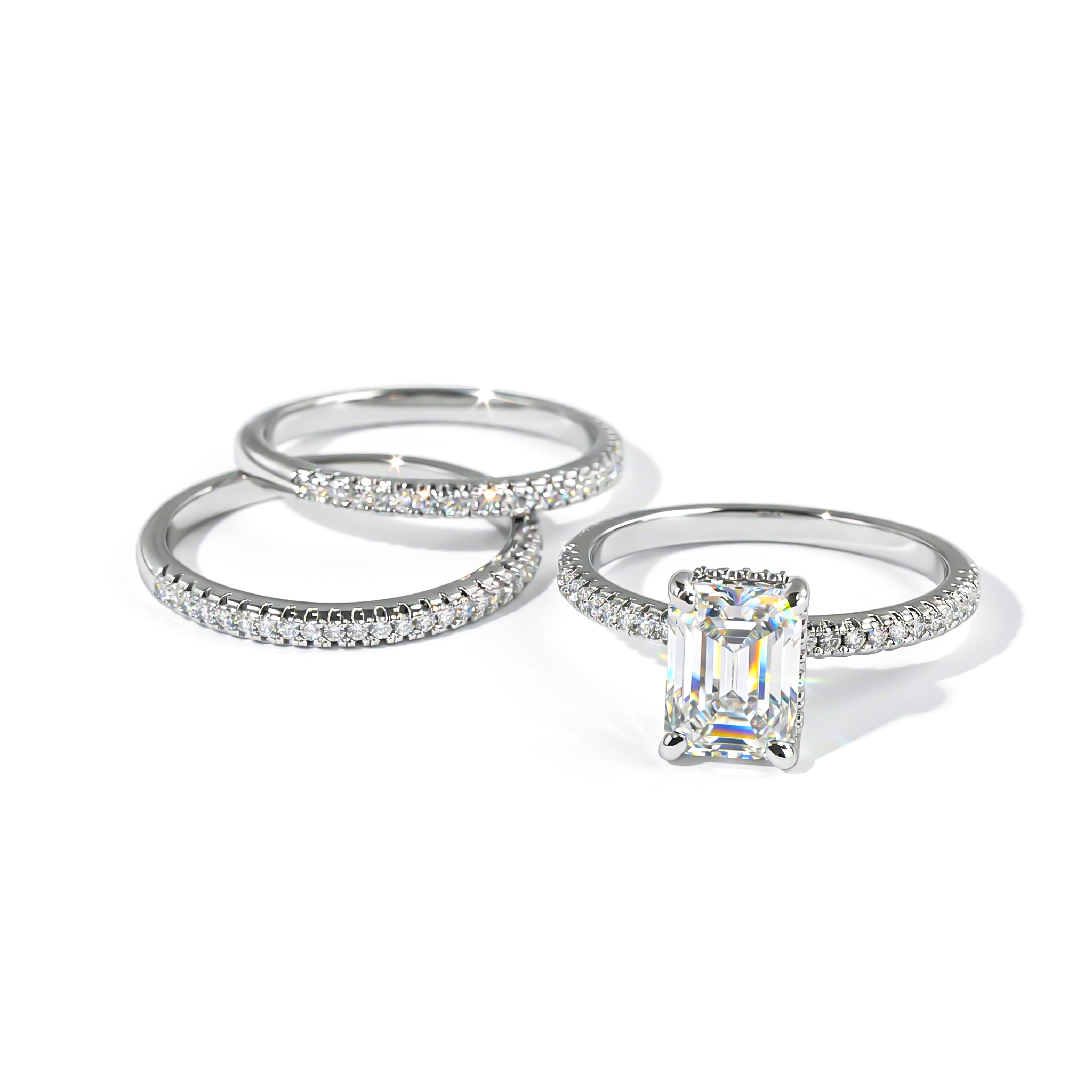 2.68ct. Tw. Radiant Cut Vvs Moissanite Cluster Engagement Ring Set Iced Out - Image 5