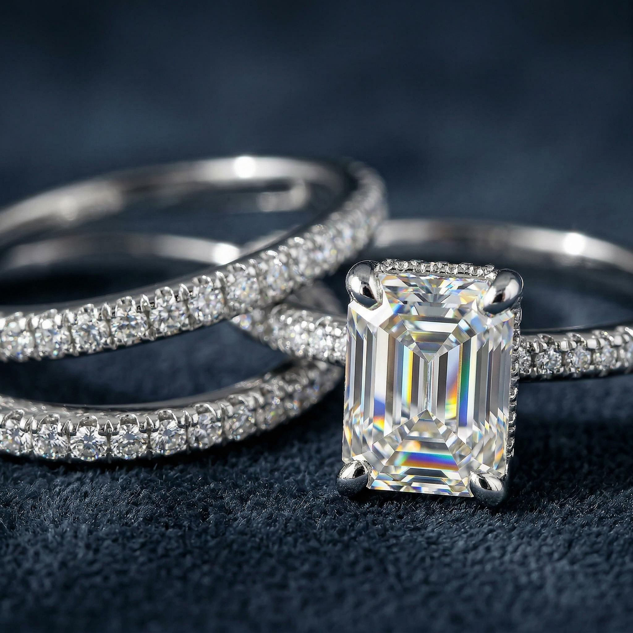 2.68ct. Tw. Radiant Cut Vvs Moissanite Cluster Engagement Ring Set Iced Out - Image 9
