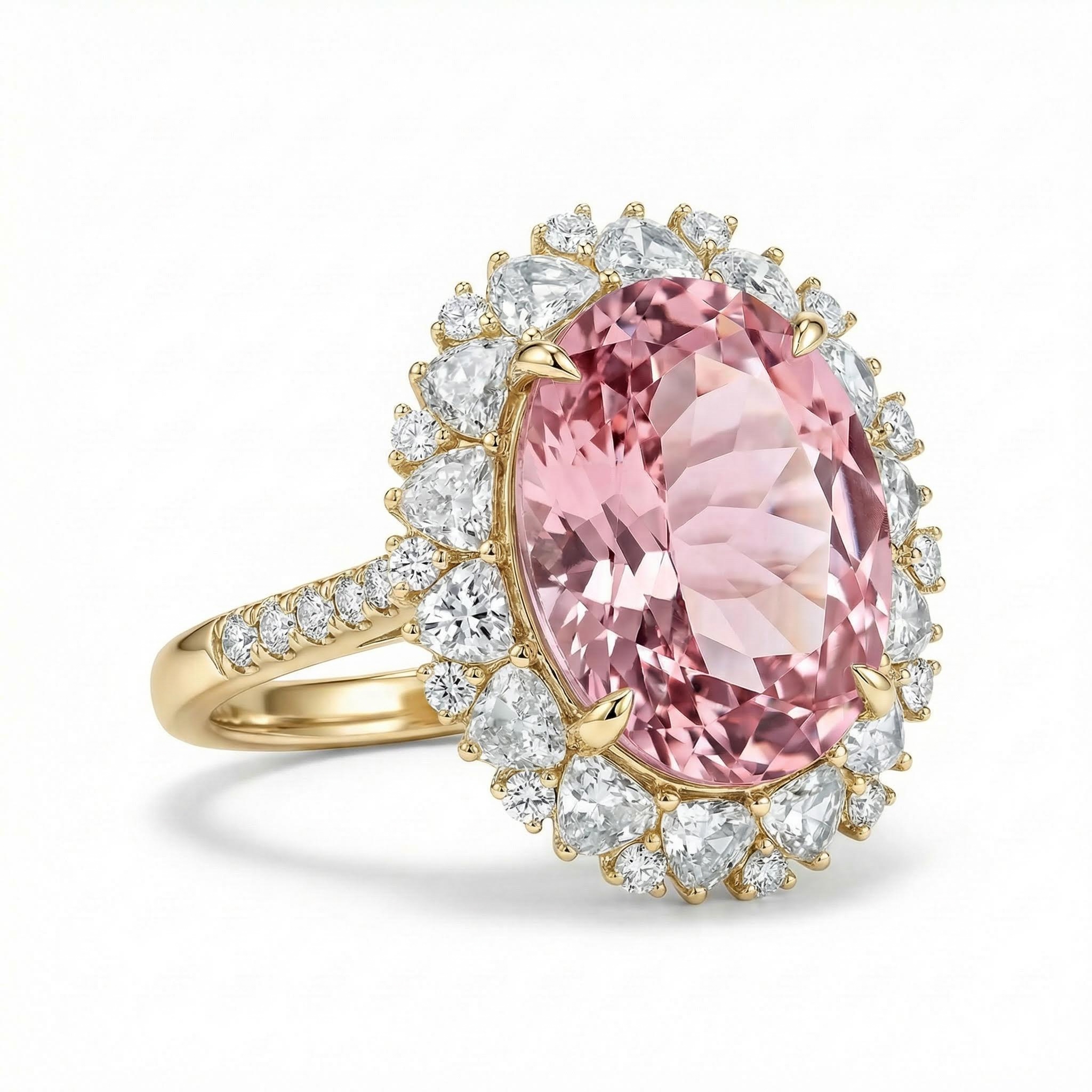9.19ct. Tw. Oval Cut Pink Gemstone Halo Engagement Ring Iced Out - Image 5