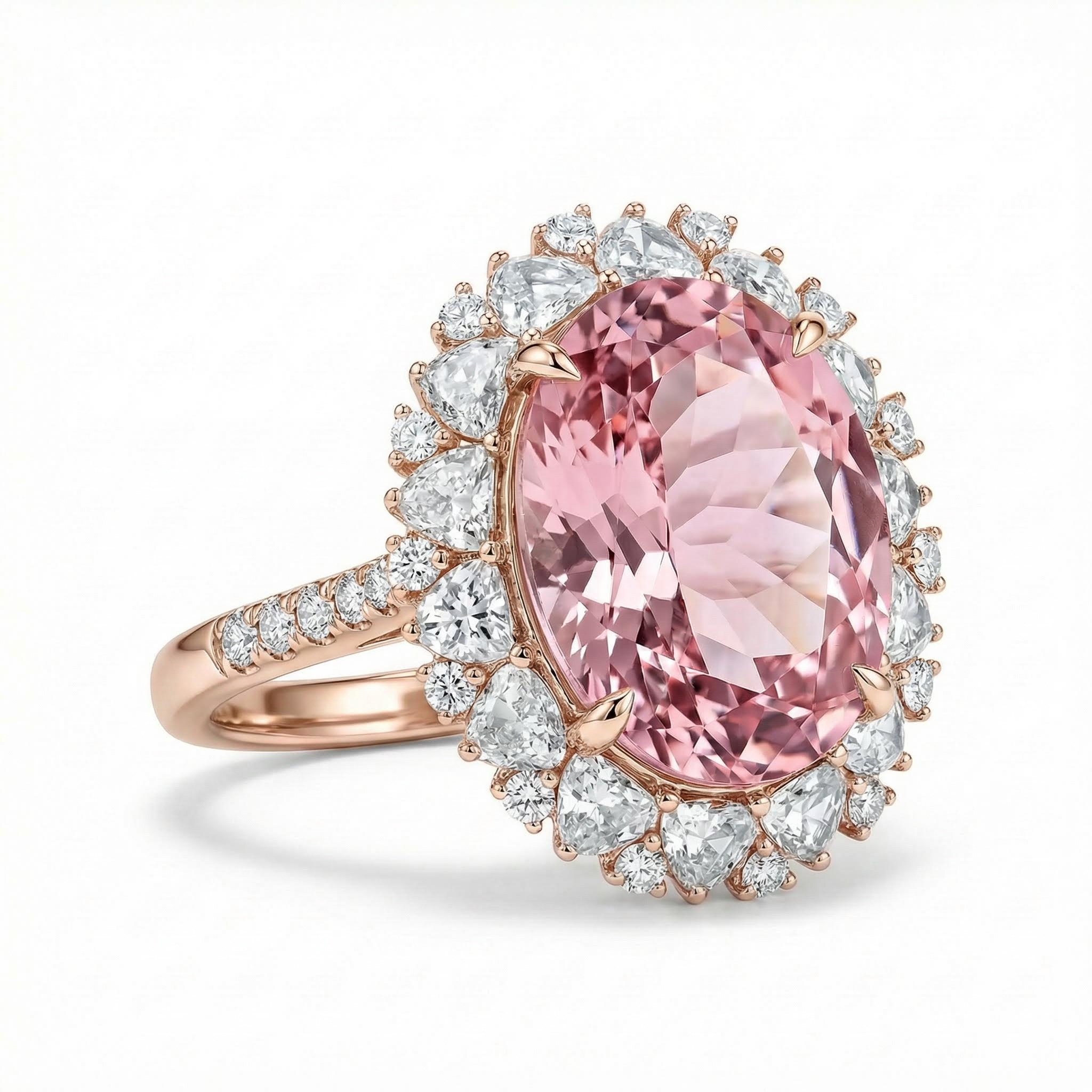 9.19ct. Tw. Oval Cut Pink Gemstone Halo Engagement Ring Iced Out - Image 6