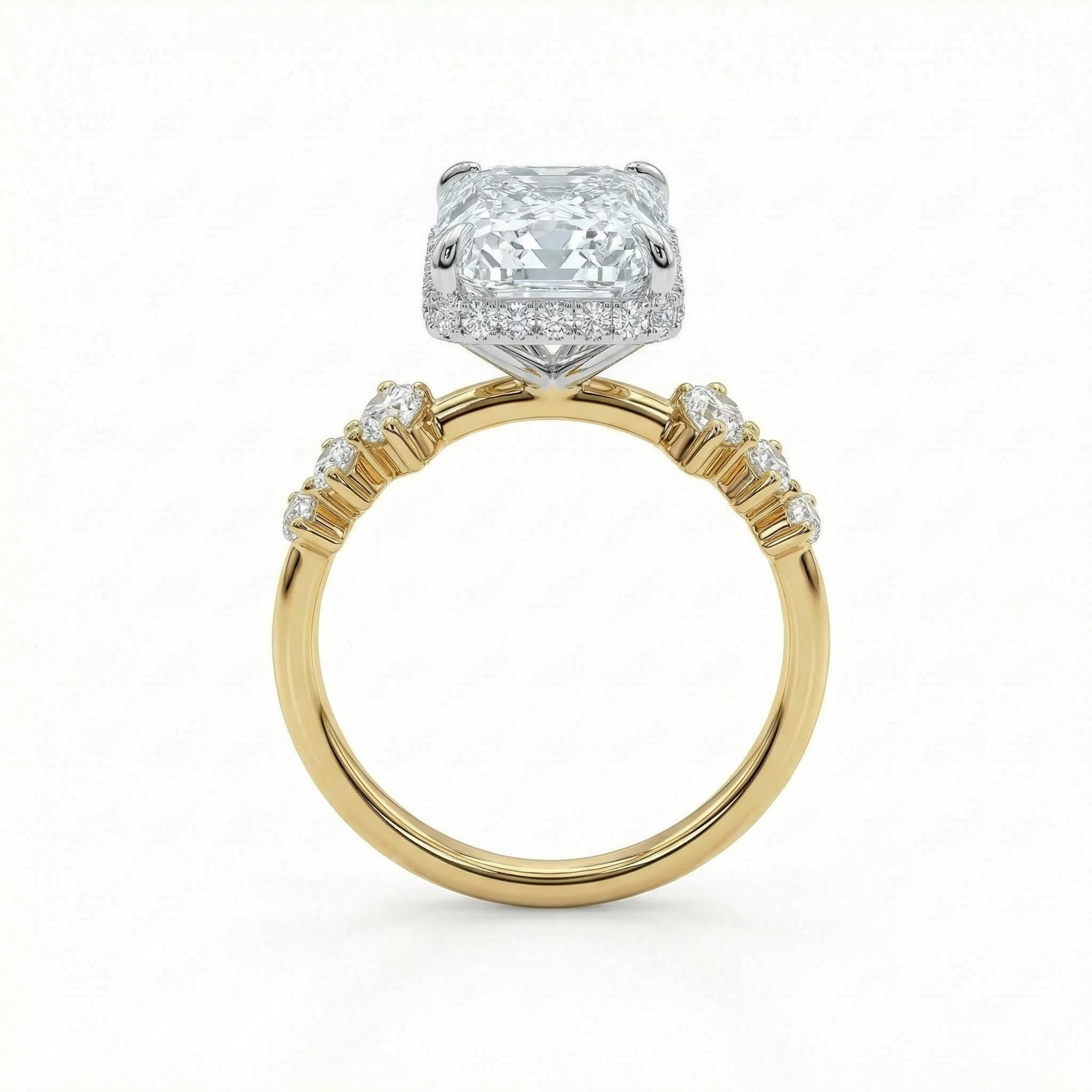 6.56ct Radiant Cut Vvs Moissanite Pave Engagement Ring Iced Out - Image 4