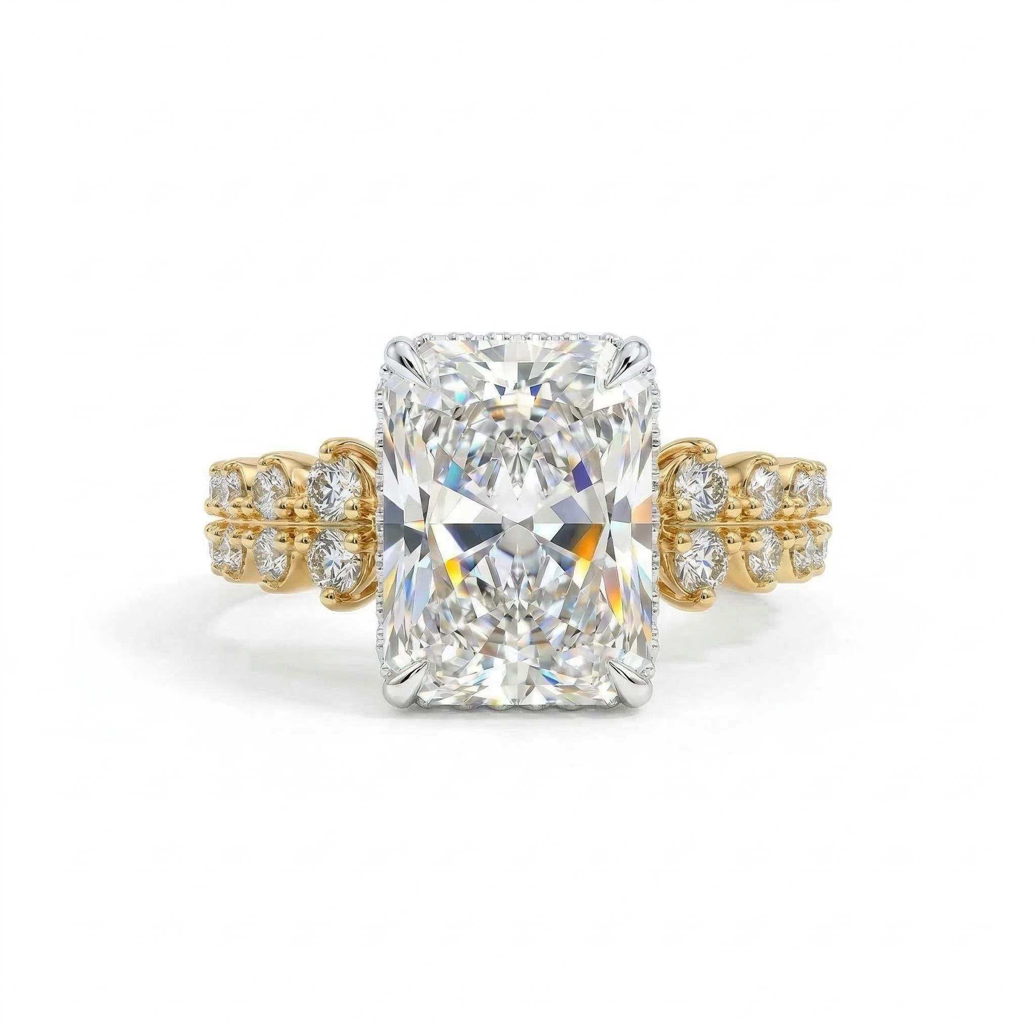 6.56ct Radiant Cut Vvs Moissanite Pave Engagement Ring Iced Out