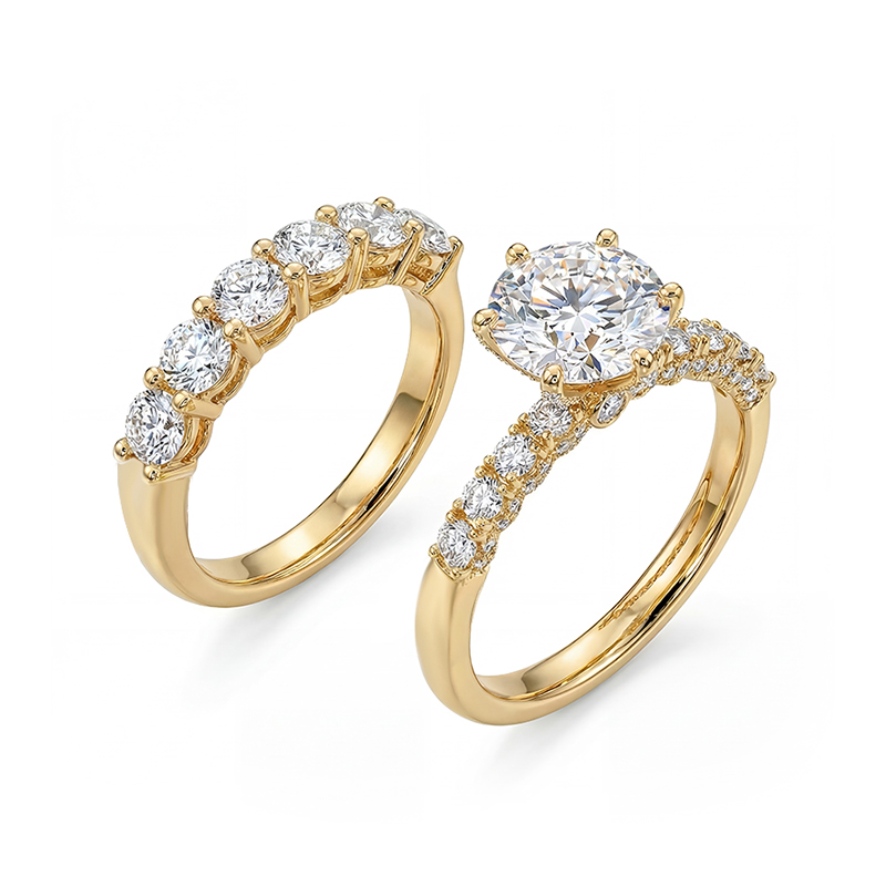 9.47ct. Tw. Round Cut Vvs Moissanite Pave Engagement Ring Set Iced Out