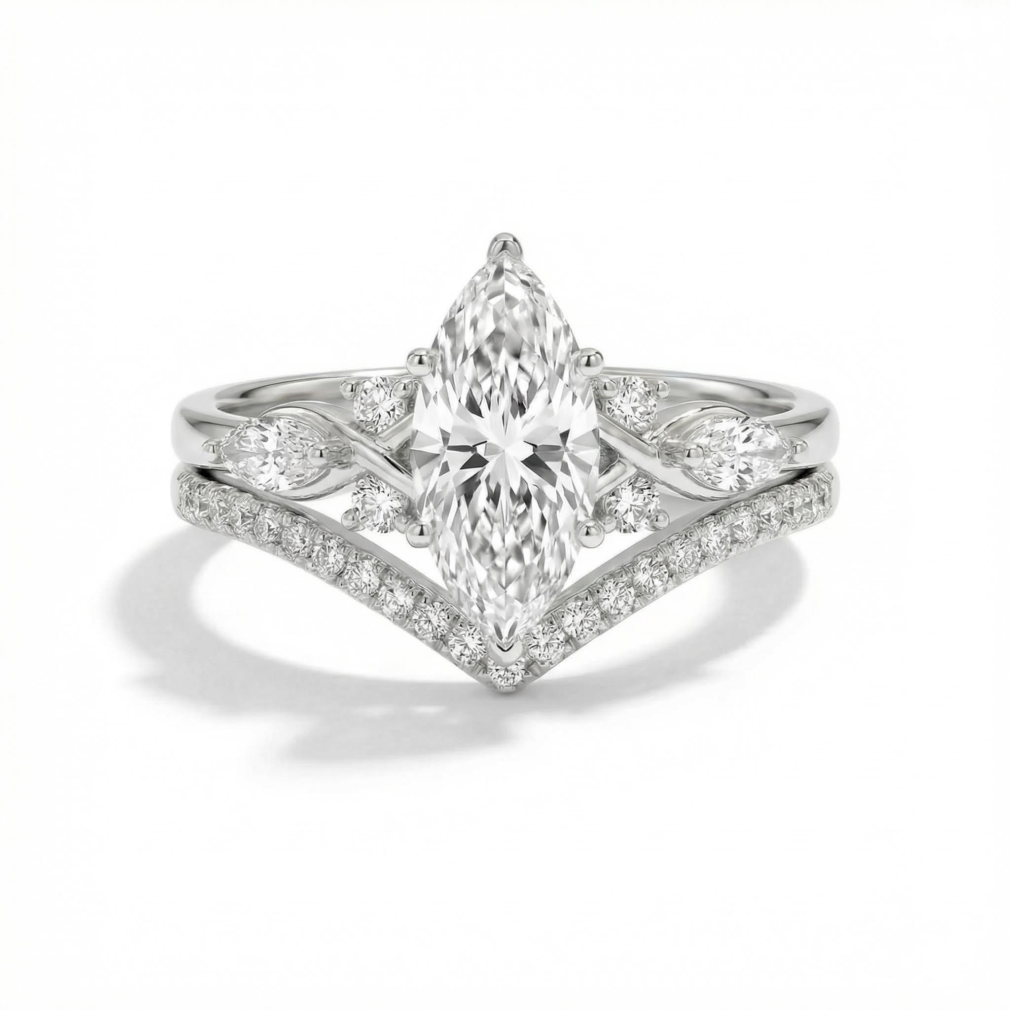 2.34ct. Tw. Marquise Cut Vvs Moissanite Pave Engagement Ring Set Iced Out - Image 5