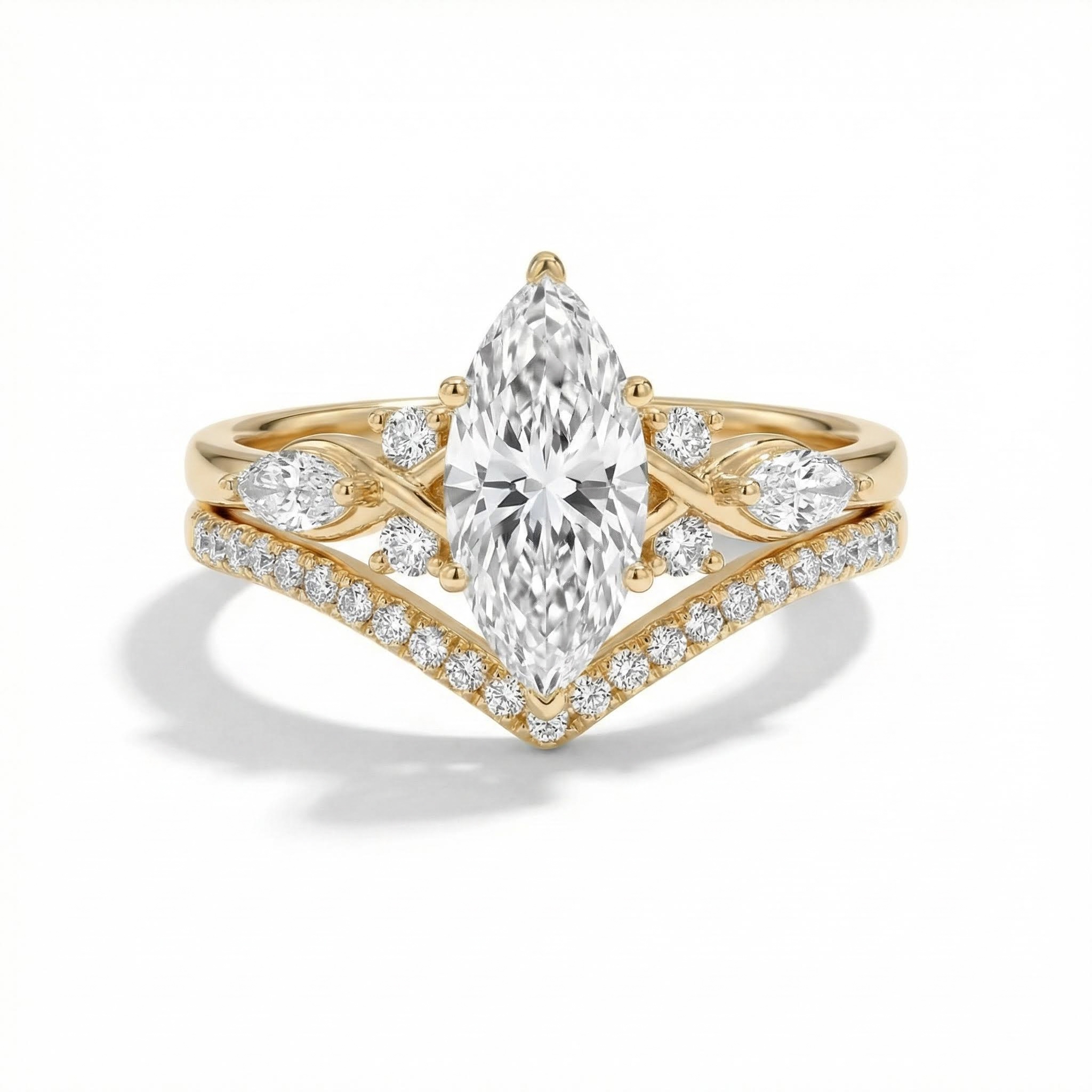 2.34ct. Tw. Marquise Cut Vvs Moissanite Pave Engagement Ring Set Iced Out
